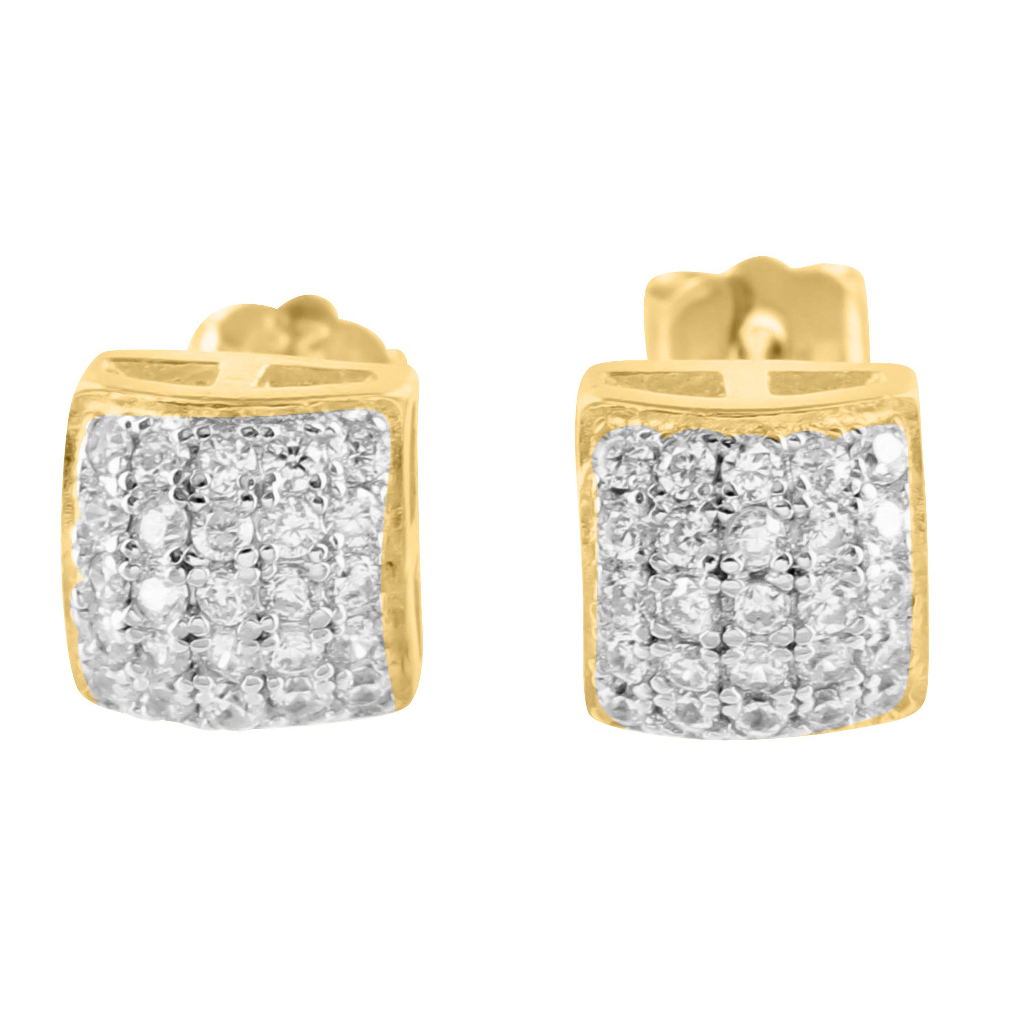 Yellow Gold Plated Cubic Zirconia 925 Sterling Silver Dome Earrings for Women - Perfect for Weddings, Parties & Everyday Elegance