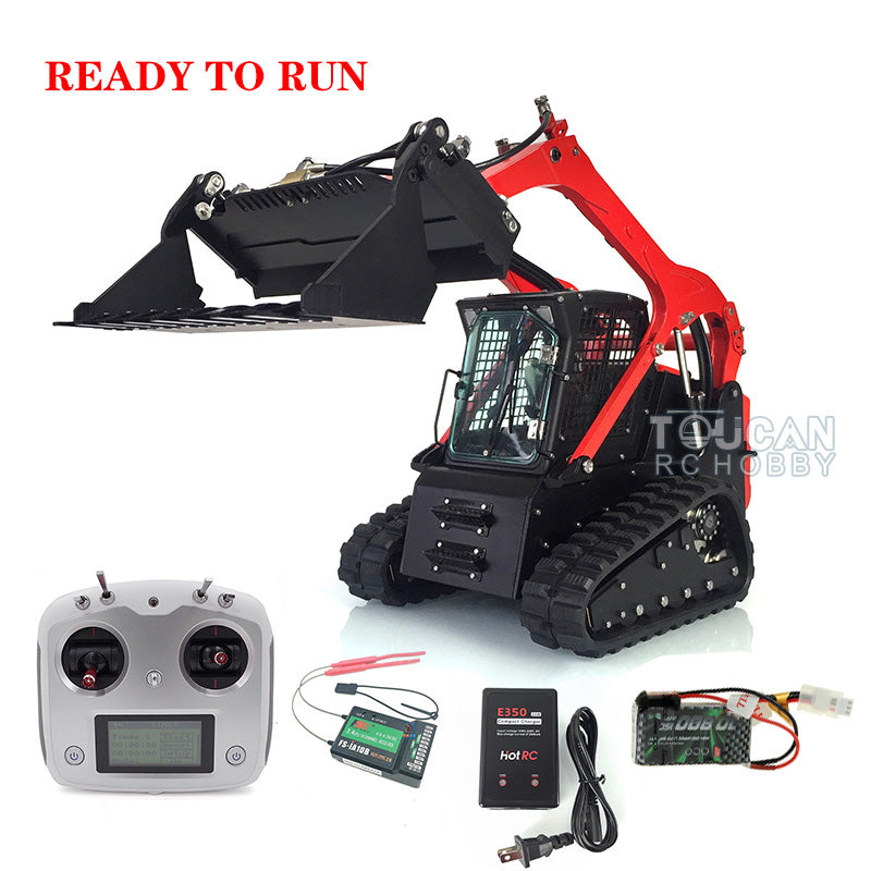 Customized LESU 1:14 Scale RC Hydraulic Aoue LT5 Tracked Skid Steer Loader - Metal RTR Model with Fork, Bucket, Sieve Bucket, Gripper Clamp & Trailer Upgrade Parts - Perfect for Construction Simulation, RC Hobbyists & Collectors