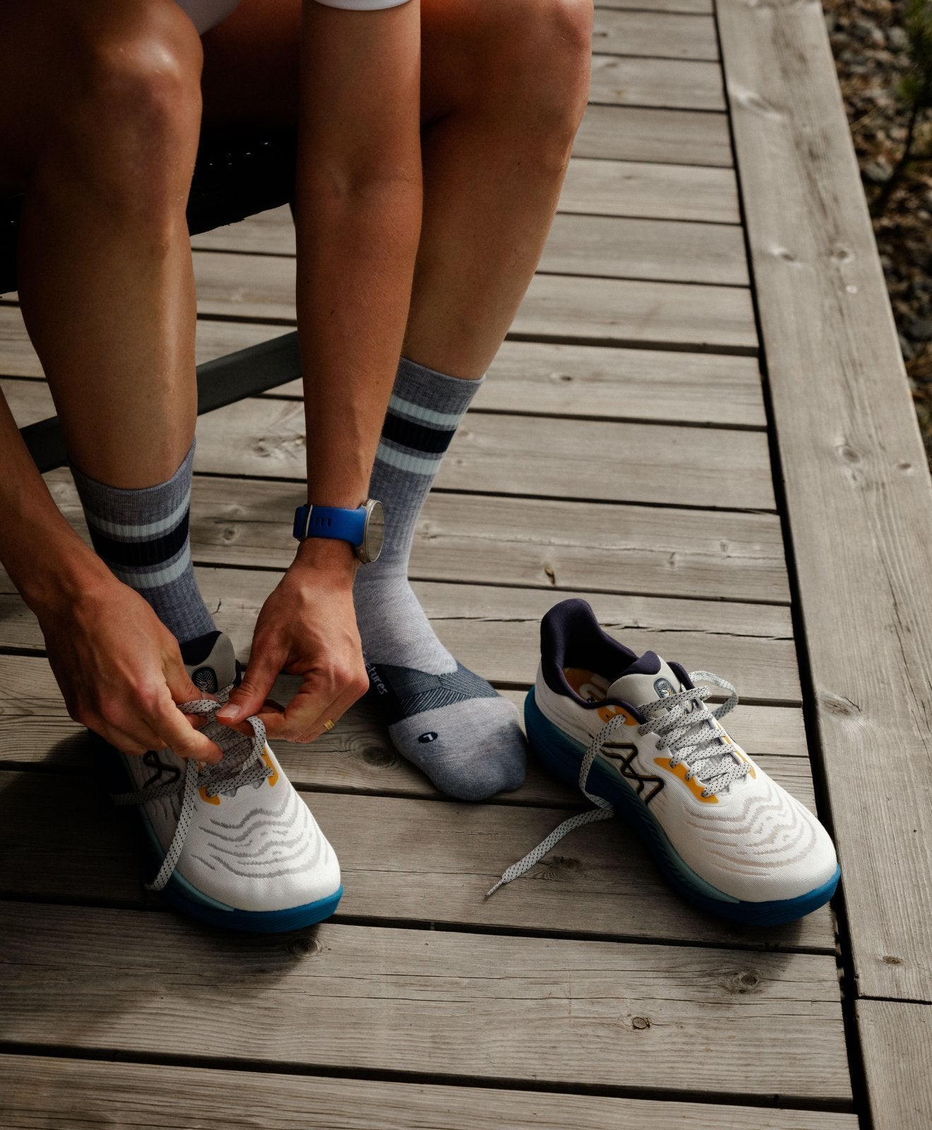IKONI 3.0 Men's Running Shoes - White & Mood Indigo | Lightweight Breathable Athletic Sneakers for Jogging, Gym Workouts & Outdoor Activities