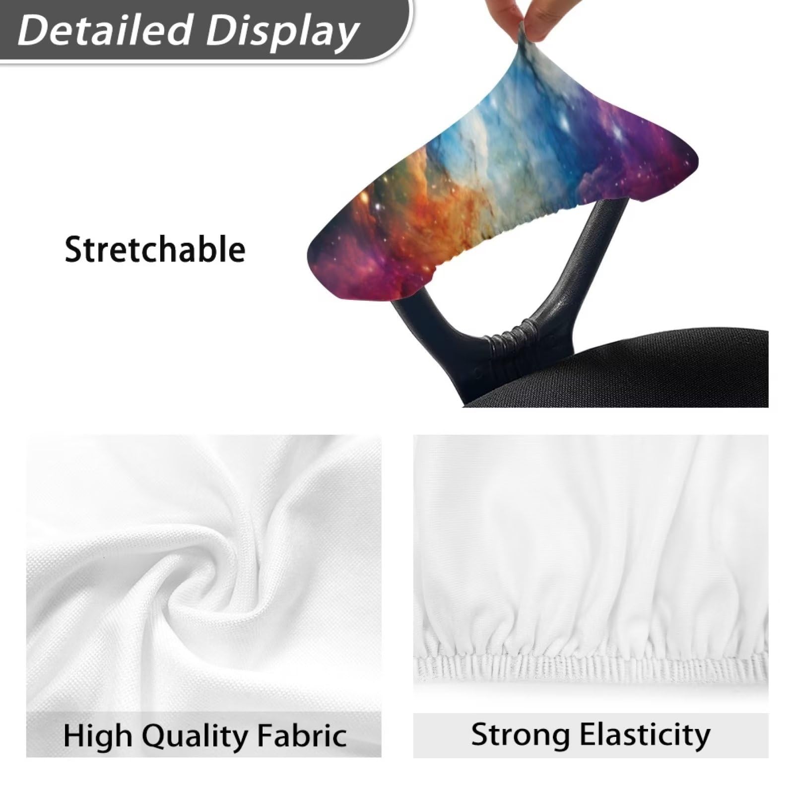 2Pcs Starry Sky Print Office Chair Arm Covers - Elastic, Skin-Friendly Armrest Protectors for Computer & Desk Chairs - Perfect for Home Office, Gaming & Workspace Comfort