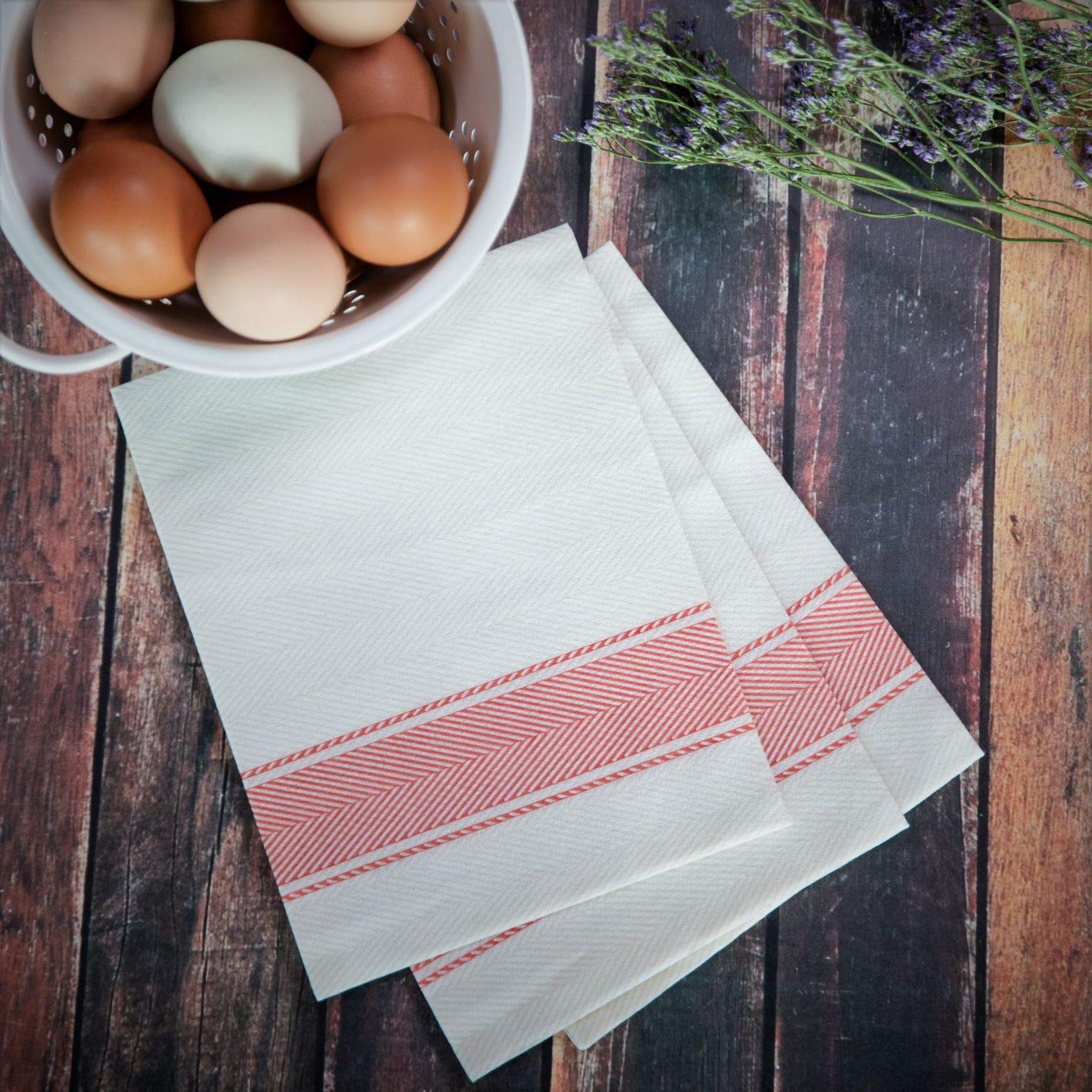 Premium Disposable Napkins & Kitchen Towels - 25 Count, Eco-Friendly, Linen-Like Feel | Biodegradable & Soft | Ideal for Dinner Parties, BBQs, Picnics & Everyday Kitchen Use | Red Cloth-Like Napkins