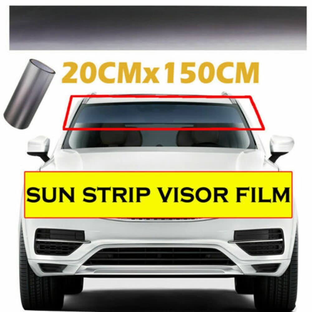 2-Pack Car Front Window Sun Visor Tint Film - Heat Insulating & UV Protection Window Tint Strip (7.8