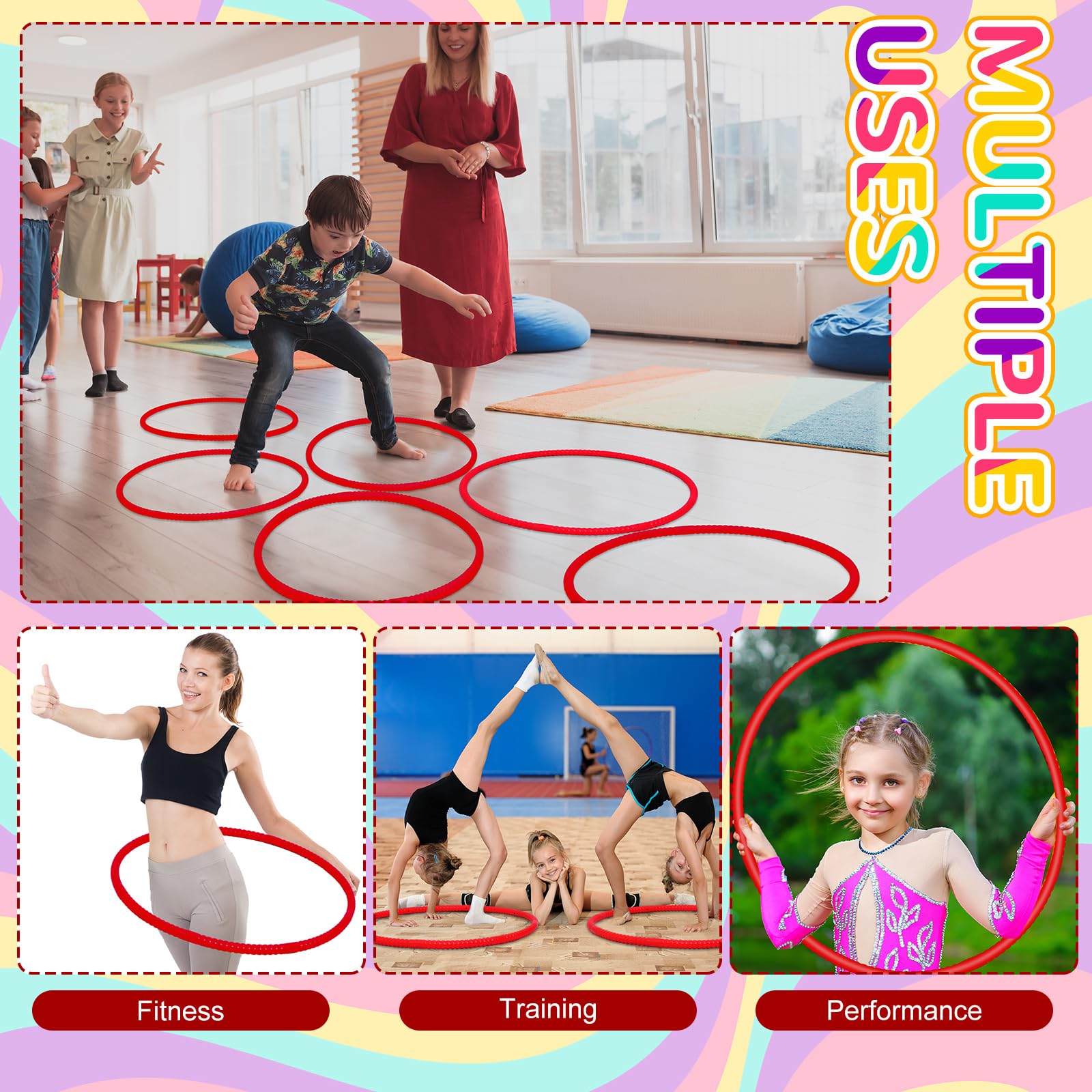 Shappy 6-Piece Detachable Exercise Hoop Set - Adjustable Plastic Toys for Playground, Gym & Dog Agility Training
