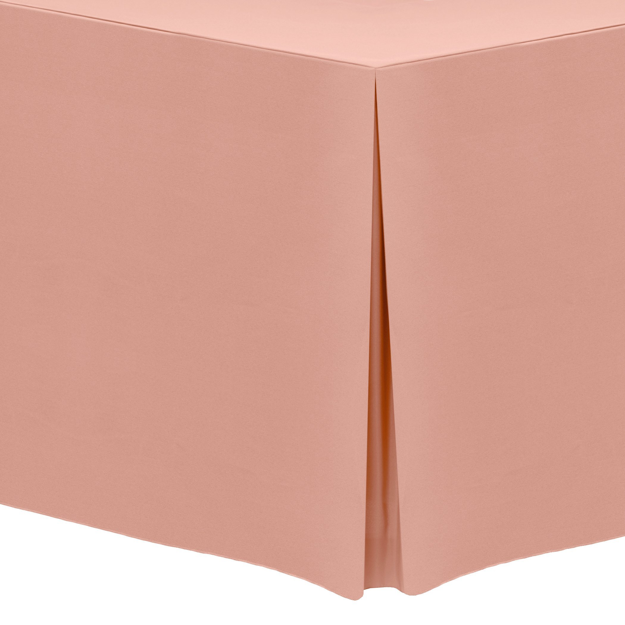 Premium 8 ft. Polyester Fitted Tablecloth for 24 x 96-Inch Banquet & Folding Tables - Coral, 36