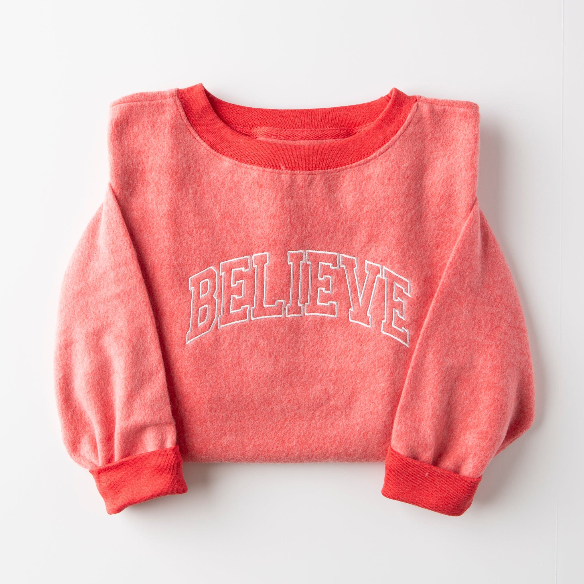 Embroidered Believe Fuzzy Sweatshirt - Cozy Pullover with Inspirational Design | Perfect for Casual Wear, Winter Outfits & Gift Giving