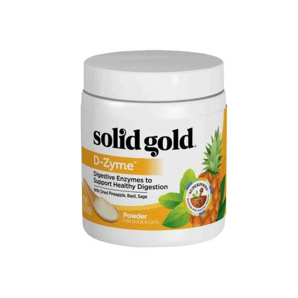 Premium Solid Gold D-Zyme Powder 6oz - Digestive Enzyme Supplement for Dogs & Cats - Supports Healthy Digestion & Nutrient Absorption - Ideal for Pets with Sensitive Stomachs or Food Allergies