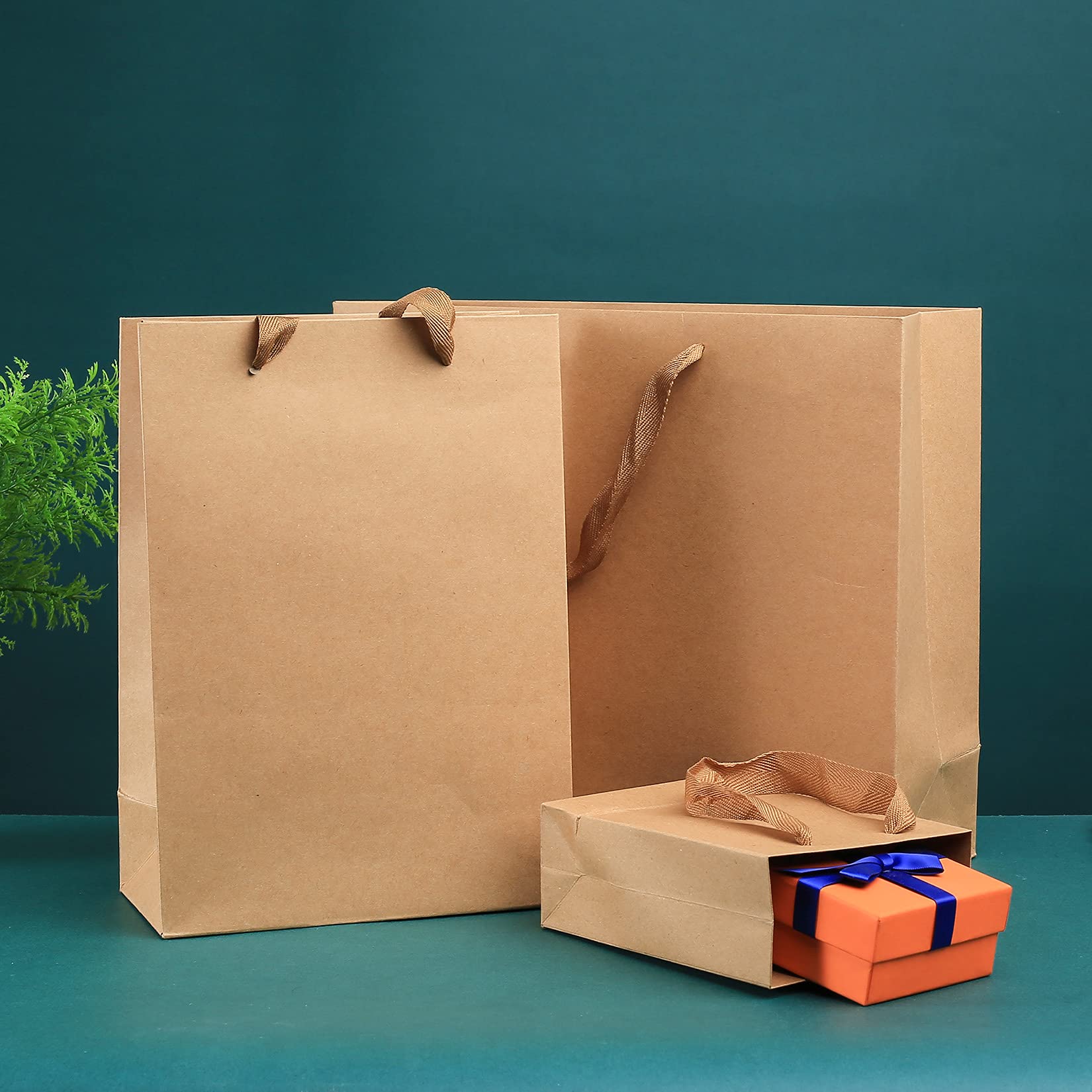 HexinYigjly 12-Pack Kraft Paper Bags with Handles - Small, Medium & Large Brown Gift Bags Bulk for Retail, Shopping, Party Favors & Merchandise | Eco-Friendly Business Packaging for Stores, Weddings & Birthday Parties