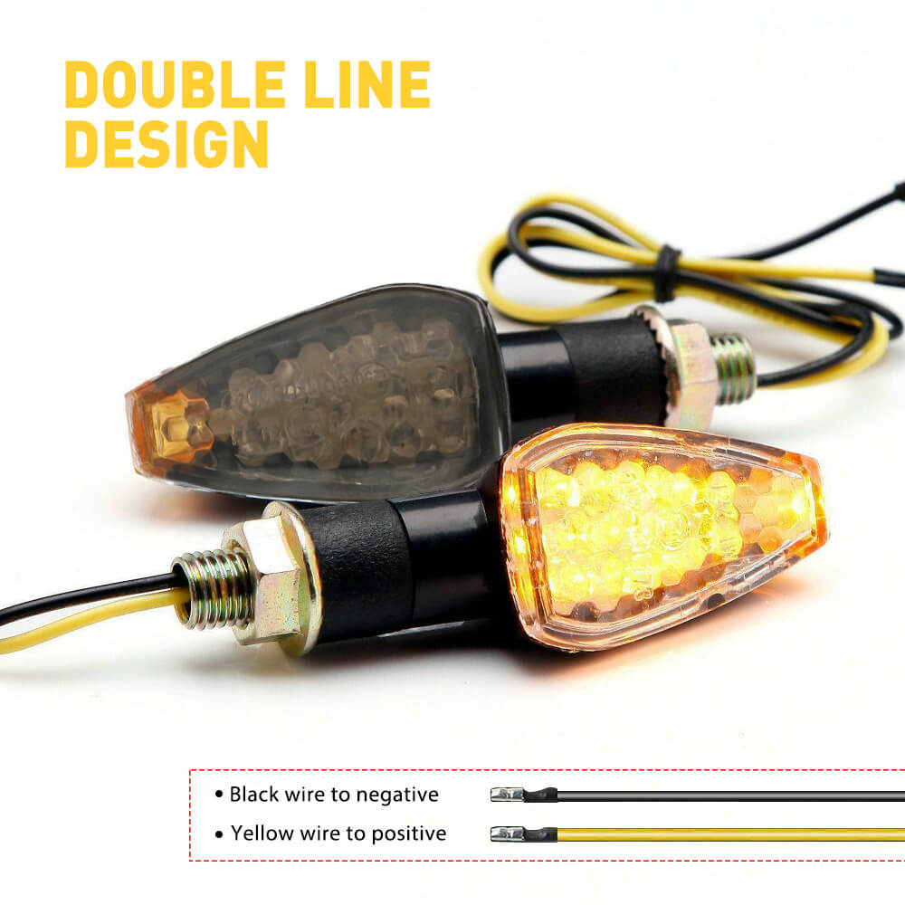 12V Motorcycle LED Turn Signals - Amber Front & Rear Blinker Lights - Waterproof Indicator Lights Replacement (2pc/4pc Set) - Perfect for Harley, Honda, Yamaha & Other Cruiser Bikes