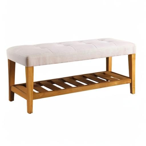 Light Gray & Oak Multicolor HomeRoots Furniture Bench - Stylish Entryway, Living Room, or Bedroom Seating Solution