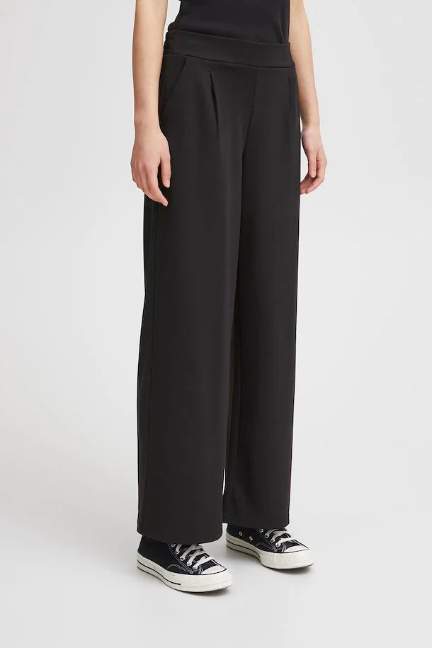 Kate Women's Wide Leg Trousers - High Waisted Flowy Pants for Work & Casual Wear - Black (Office, Travel, Everyday Outfits)