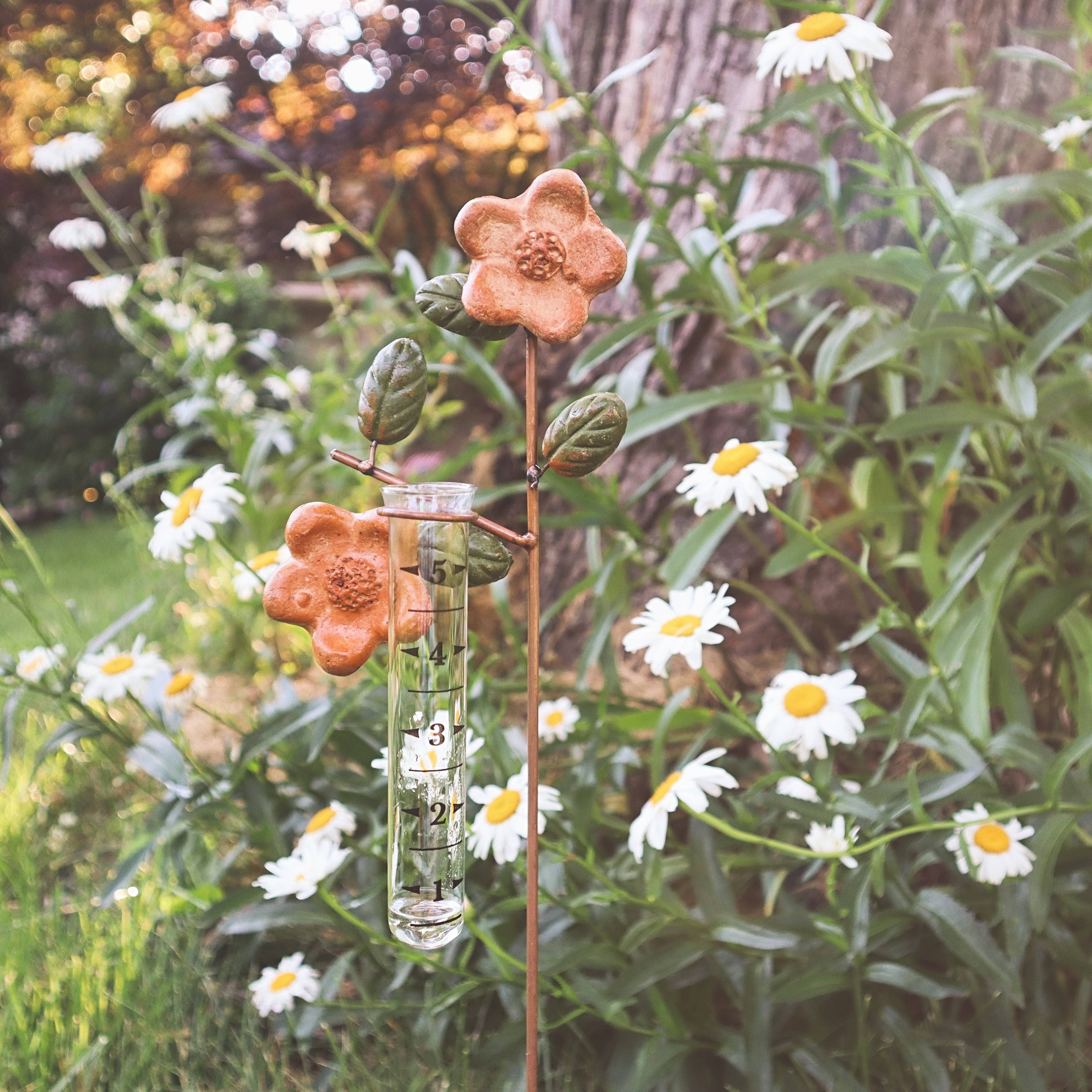 Apple Blossom Rain Gauge - Accurate Outdoor Rainfall Measurement for Garden, Lawn & Weather Enthusiasts | Perfect for Backyard, Farm & Weather Station Use
