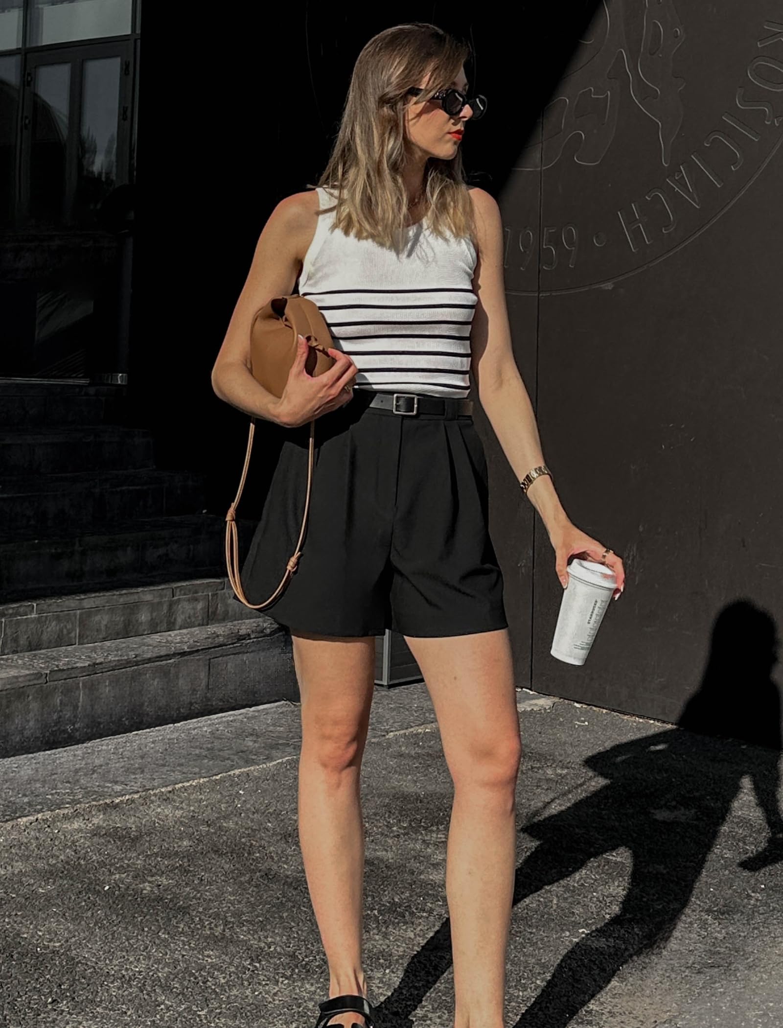 Women's High Waisted Wide Leg Shorts - Elastic Waistband with Belt & Pockets - Loose A-Line Summer Shorts for Casual Wear, Beach, Travel & Everyday Comfort