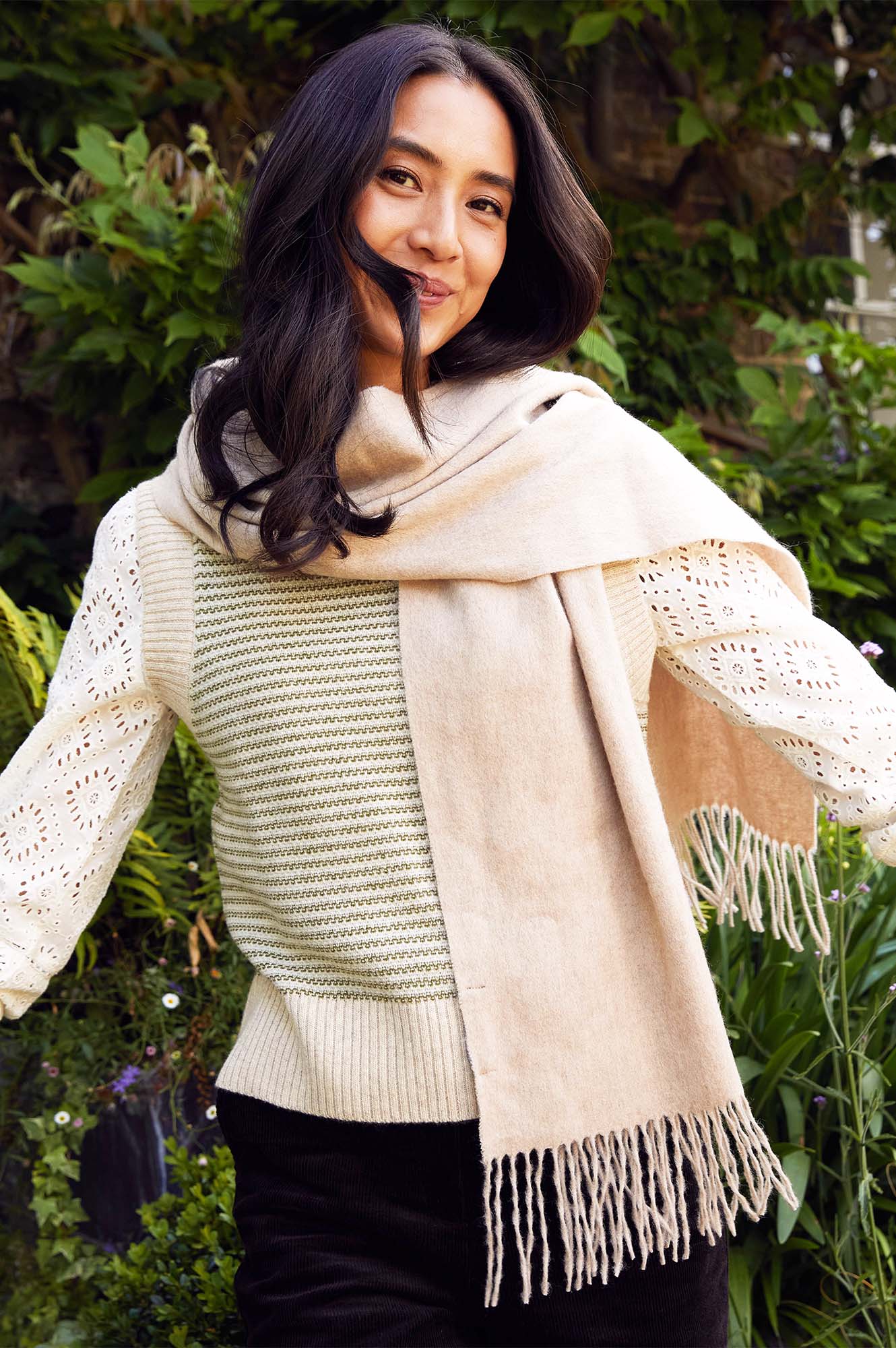 Soft Cream Wool Scarf for Women - Warm Winter Fashion Accessory - Perfect for Cold Weather, Outdoor Activities & Holiday Gifts