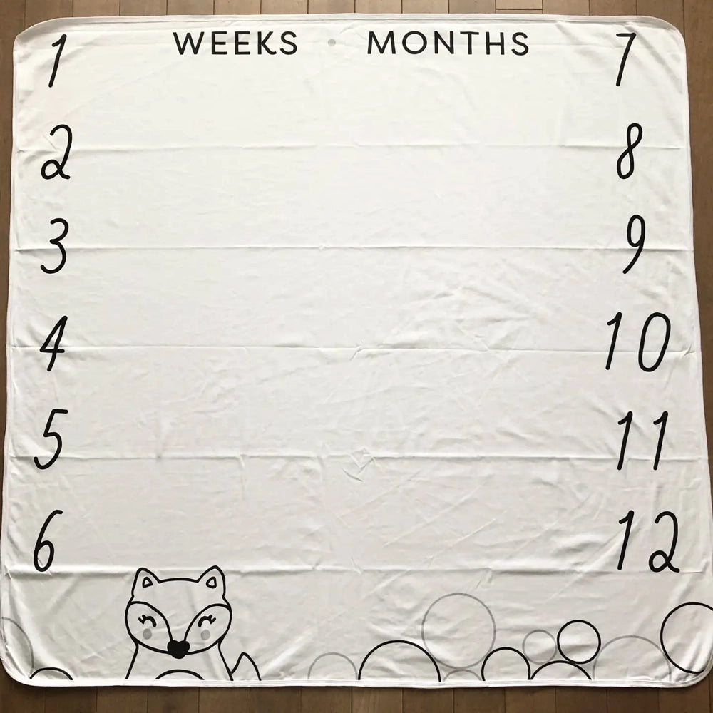 Little Cheeks Milestone Blanket - Soft Fox Design Baby Blanket for Newborn Photography & Monthly Milestone Pictures | Perfect for Nursery, Baby Shower Gifts & First Birthday