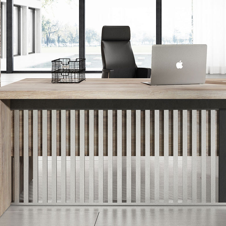 AFTAN 180cm Executive Desk with Pedestal & Right Mobile Return - Warm Oak & Black Finish - Modern Home Office Furniture for Professionals & Remote Work
