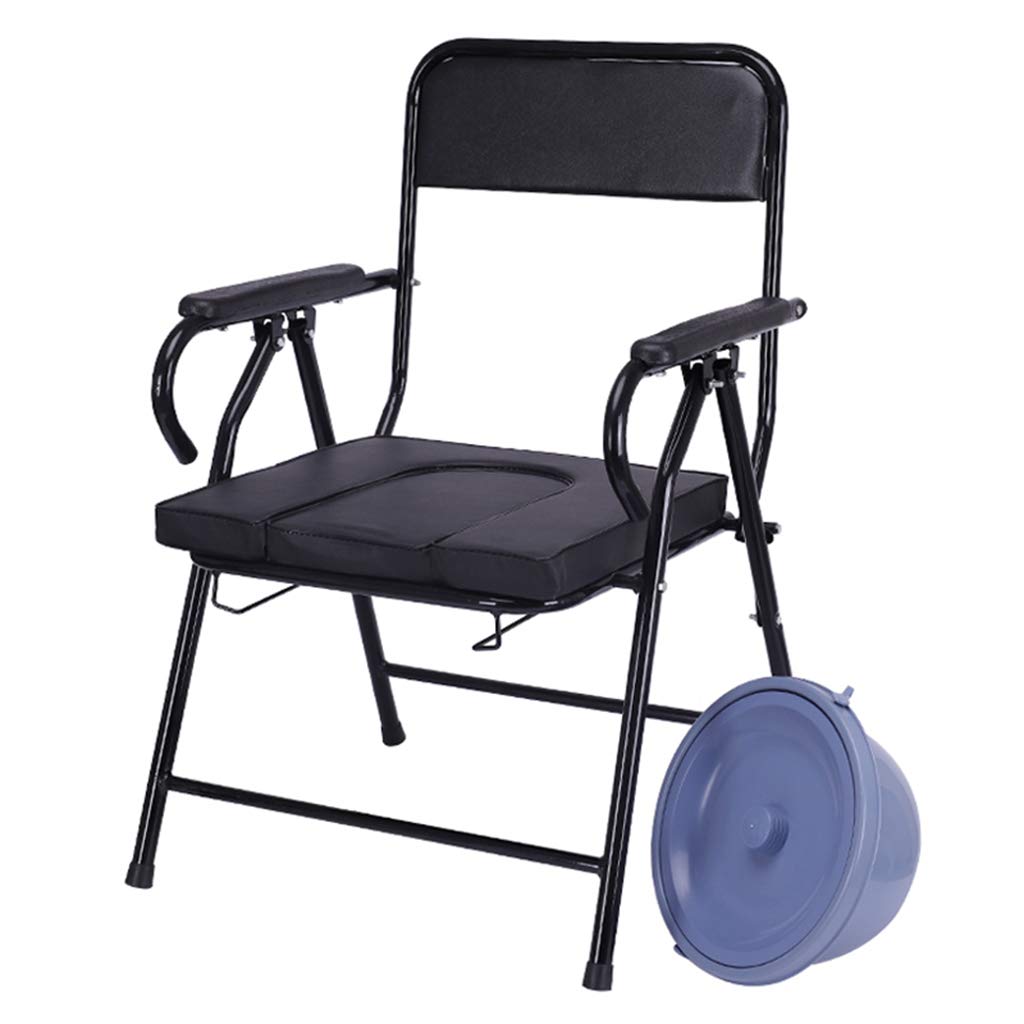 Foldable Bedside Commode Chair - Adjustable Height Medical Shower Toilet Seat with Safety Frame for Elderly, Handicapped & Pregnant Women - Portable Bathroom Aid for Home Care, Hospital & Travel Use