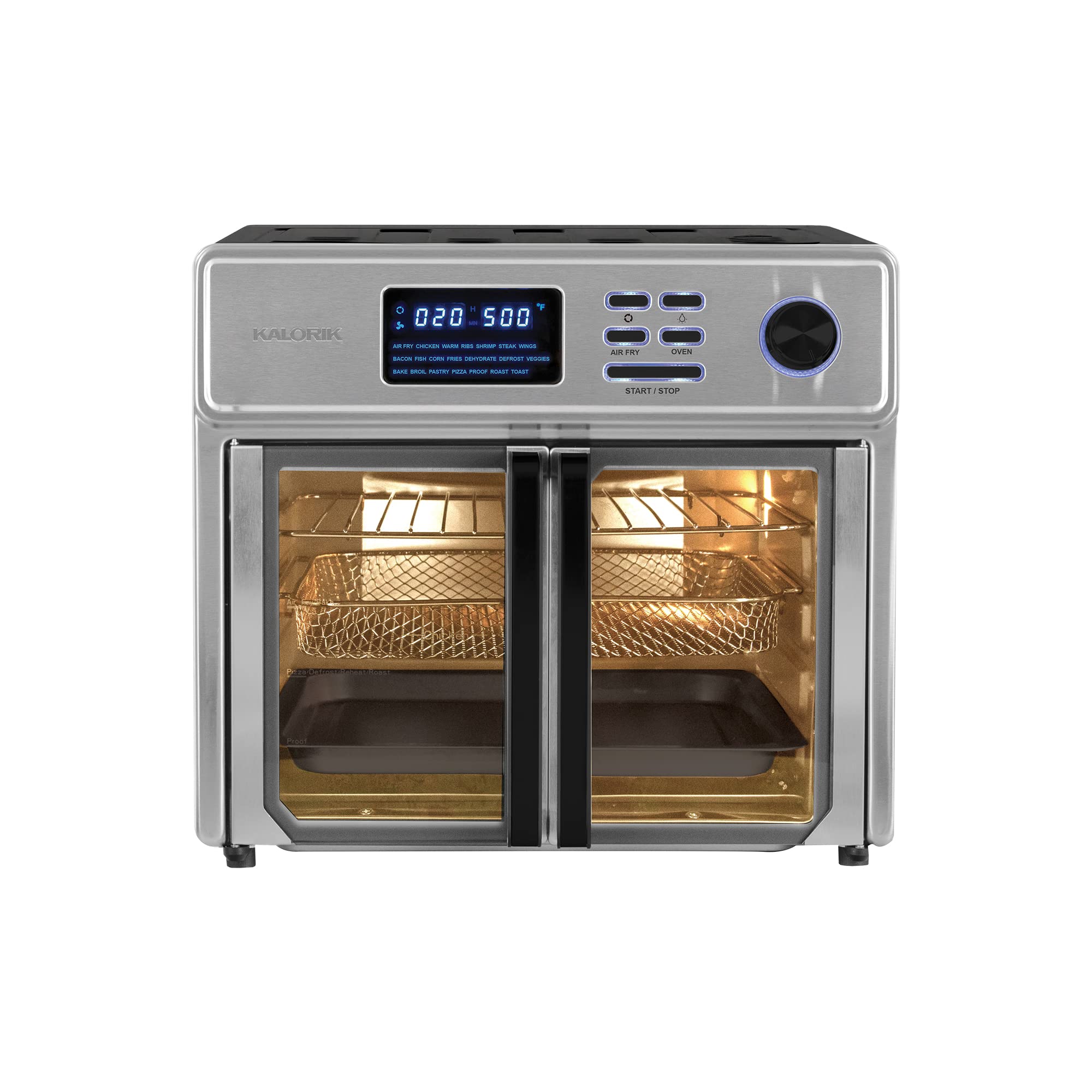 Kalorik MAXX Digital 26-Quart 10-in-1 Air Fryer Toaster Oven with 15 Accessories & Cookbook - 1700W Stainless Steel Countertop Convection Oven, 21 Presets for Baking, Roasting, Broiling - Perfect for Family Cooking & Meal Prep