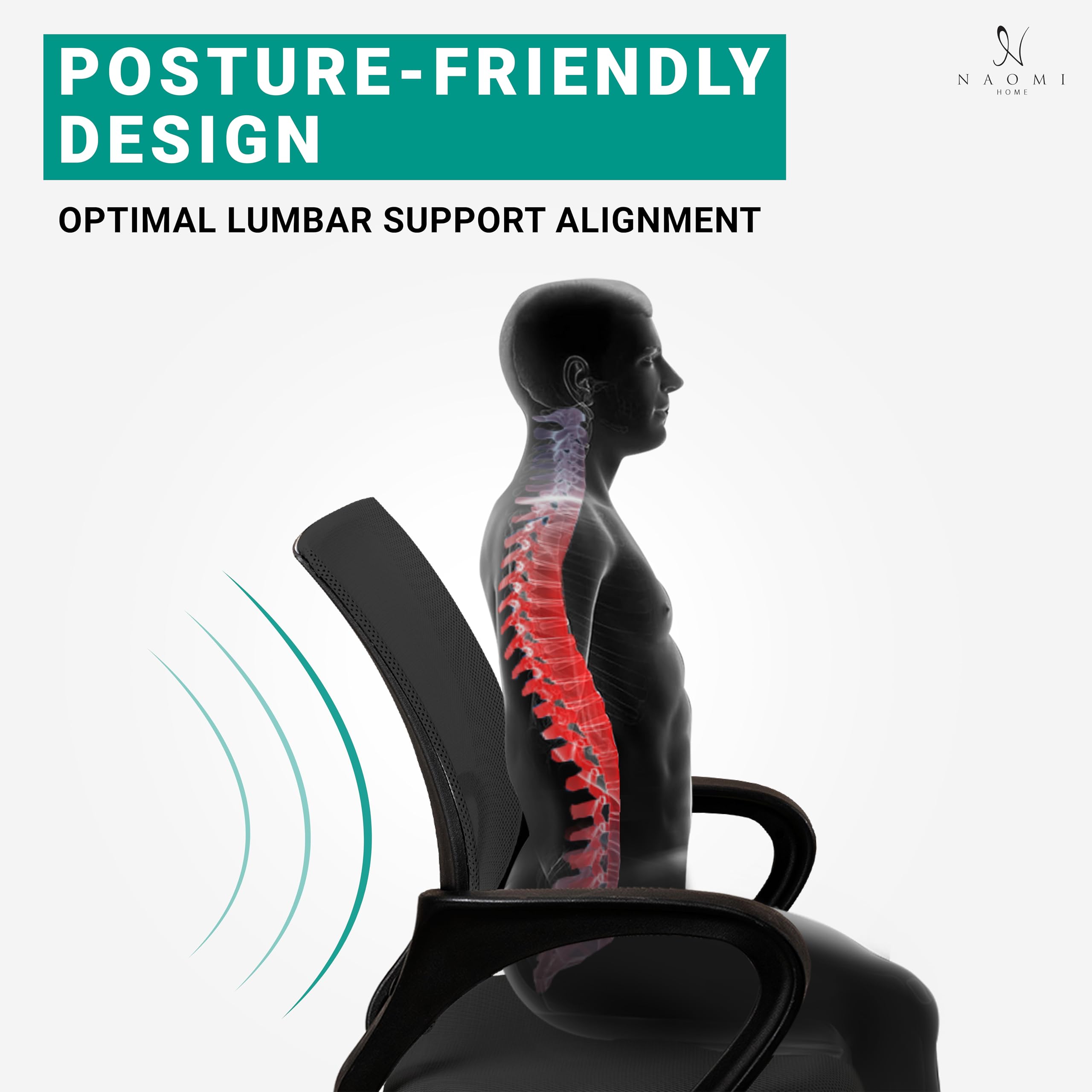 Ergonomic Home Office Desk Chair with Adjustable Lumbar Support - Comfortable Swivel Rolling Computer Chair for Small & Tall Desks - Executive Office Chair in Black & White - Perfect for Remote Work, Gaming & Long Study Sessions