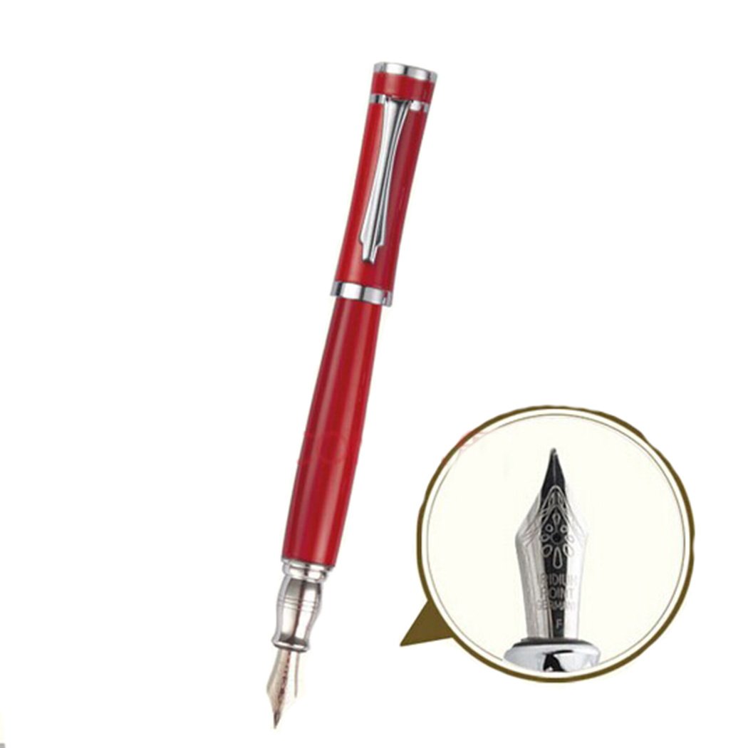 Gullor 2037 Premium Red Fountain Pen with Silver Clip - Elegant Writing Instrument for Calligraphy, Journaling & Gift Giving