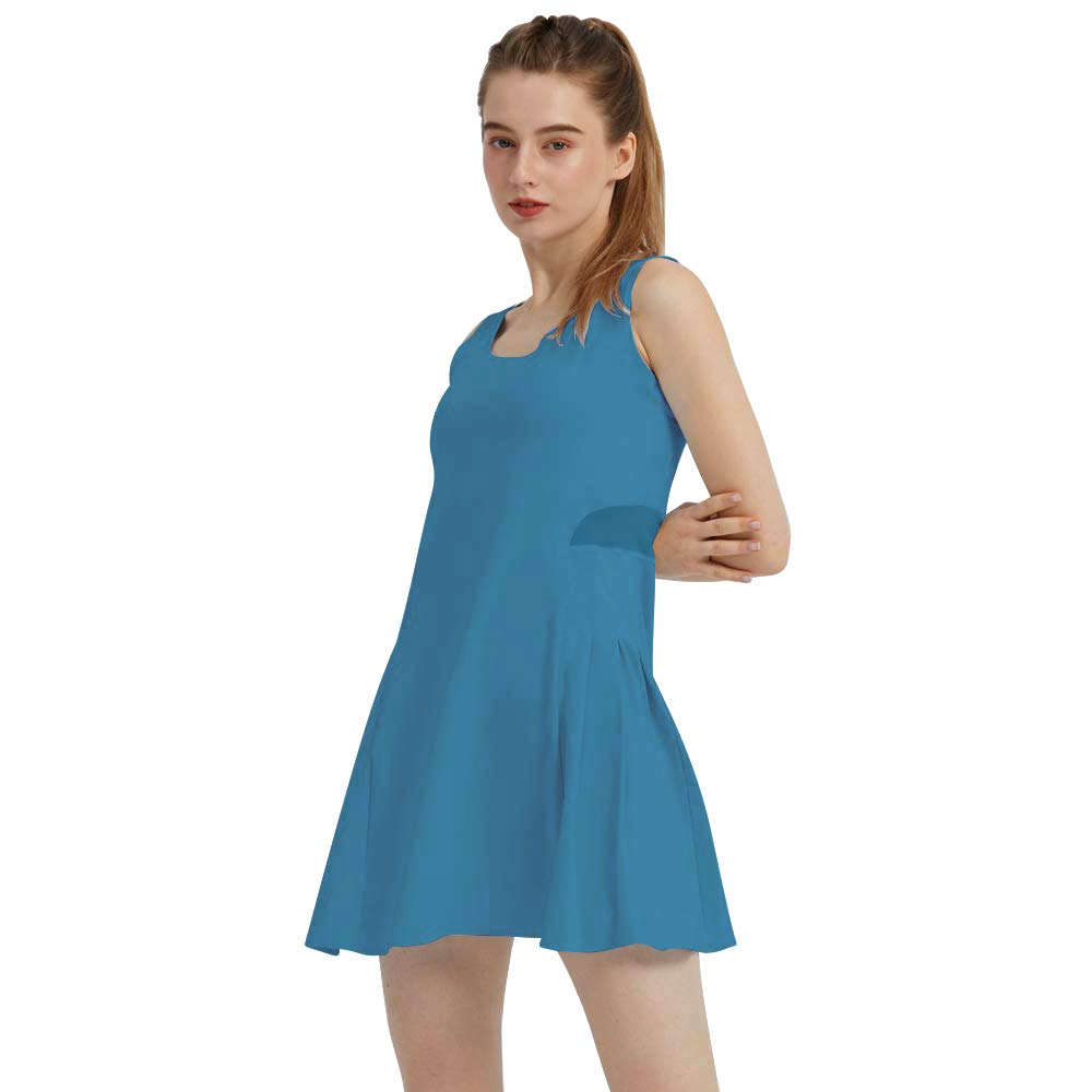Women's Sleeveless Tennis Dress - Breathable Mesh Workout Dress for Running, Yoga & Gym - Athletic Sports Dress for Women & Girls