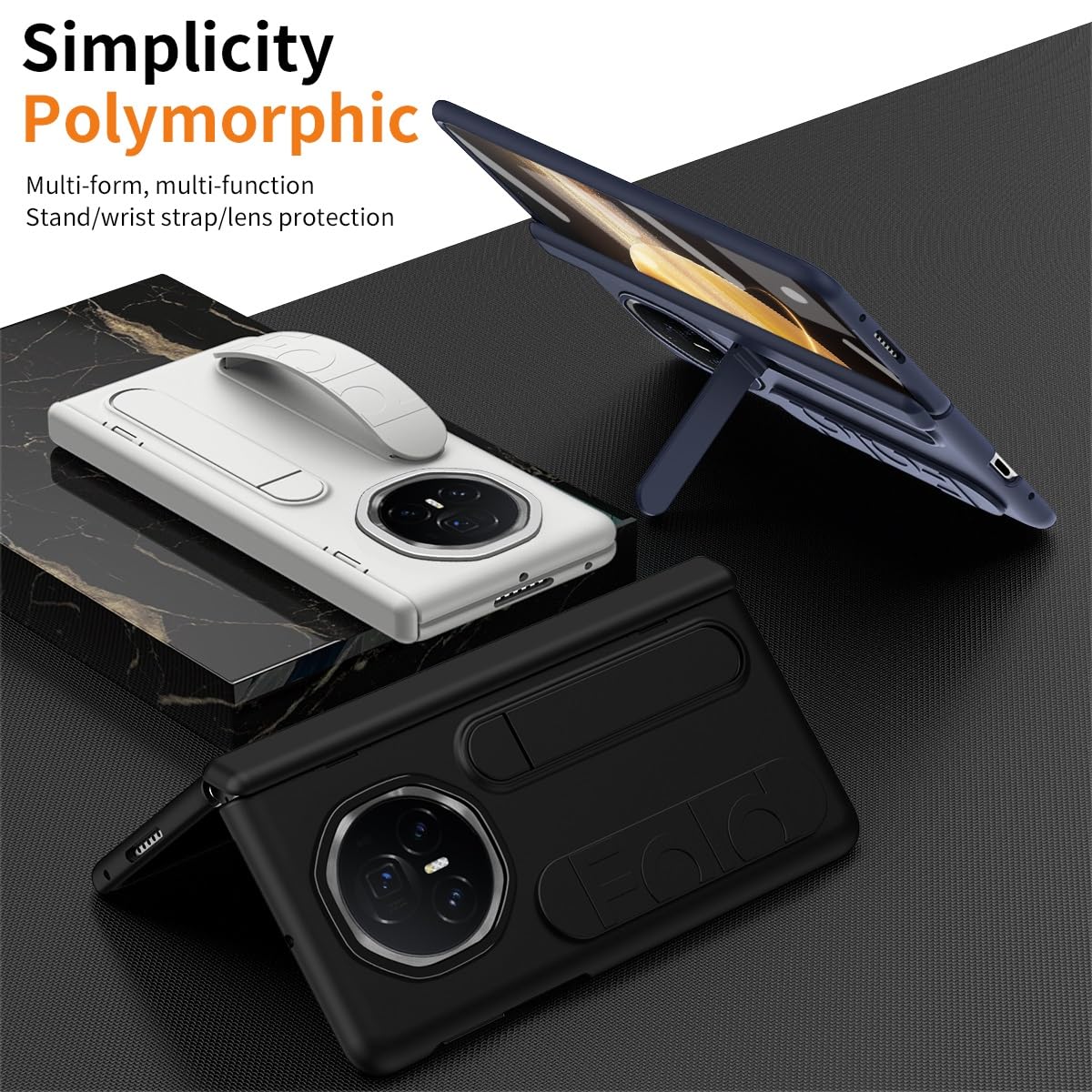 Huawei Honor Magic V3 Flip Phone Case with Screen Protector - Full Body Protective Cover with Adjustable Kickstand & Finger Strap | Shockproof, Slim Design for Drop Protection | Perfect for Work, Travel, and Everyday Use