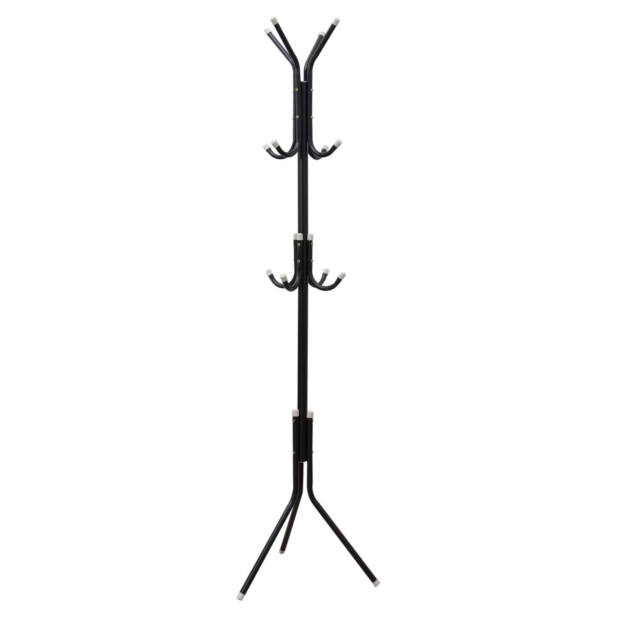 Toyvian 12-Hook Black Metal Tree Coat Rack - Heavy Duty Standing Hat & Jacket Hanger Organizer for Hallway, Entryway, Bedroom & Closet - Space Saving Clothes Storage Solution