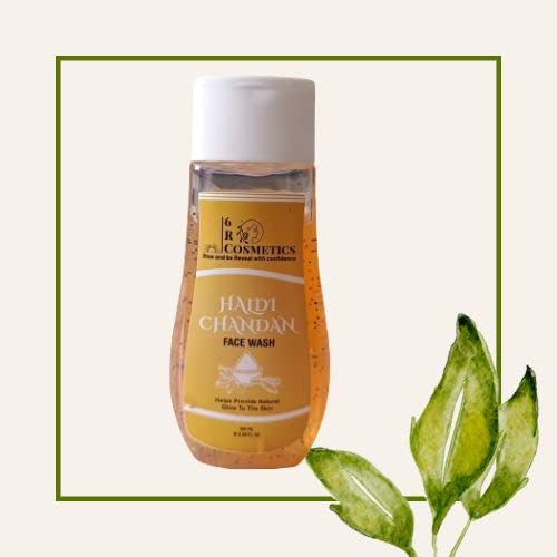 6 R Cosmetics Haldi Chandan Face Wash - Natural Turmeric & Sandalwood Cleanser for Glowing Skin | Perfect for Daily Skincare & Acne Treatment