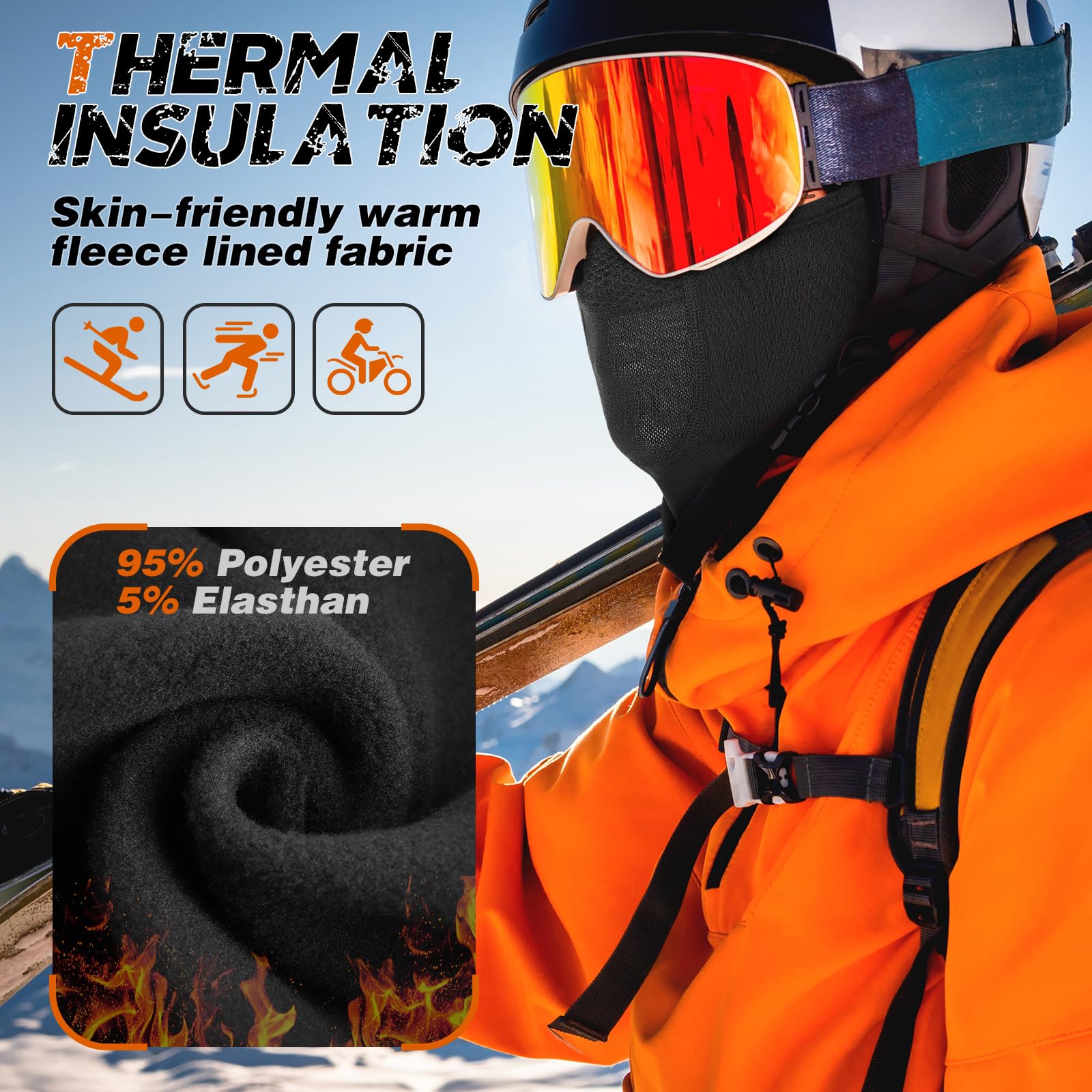 Breathable Winter Balaclava Ski Mask for Men & Women - Windproof Thermal Fleece Face Cover for Cold Weather - Perfect for Skiing, Snowboarding, Motorcycling & Outdoor Winter Activities