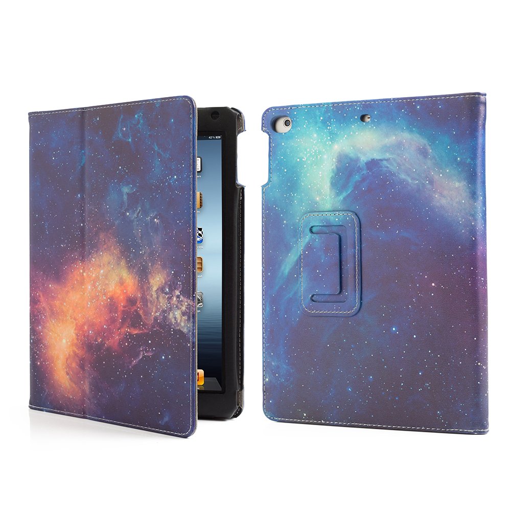 Premium PU Leather iPad 9.7 Inch Case (2018/2017/Air 2/Air 1) - Shockproof Corner Protection & Scratch-Resistant Folio Cover with Auto Sleep/Wake - Perfect for Work, School & Travel - Galaxy Design