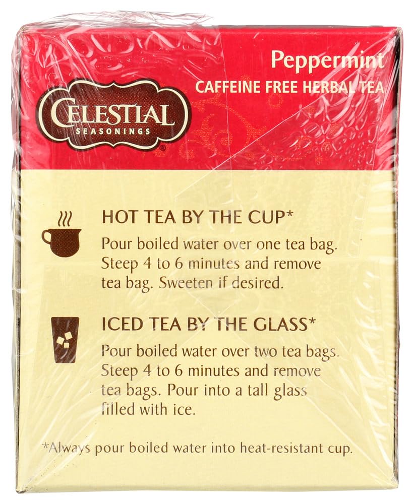 Celestial Seasonings Peppermint Herbal Tea Bags - 20 Count (6 Pack) | Caffeine-Free Relaxation & Digestive Aid | Perfect for Stress Relief & After-Meal Comfort