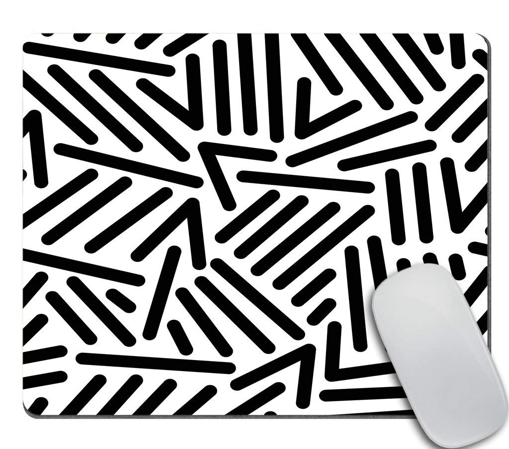 Vintage Black and White Geometric Mouse Pad - Non-Slip Rubber Base for Computers & Gaming - Perfect for Office, Home & Gaming Setup