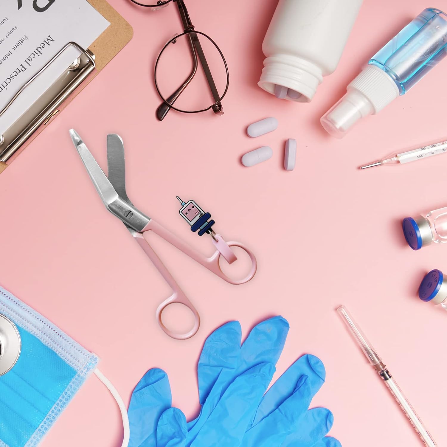 Premium Bandage Scissors for Nurses - Medical Stainless Steel Trauma Shears - First Aid & Nursing Scissors with Safety Tip - Funny Pink Keyring Gift for Healthcare Workers - Perfect for Emergency Kits, First Aid Bags & Nursing School Supplies