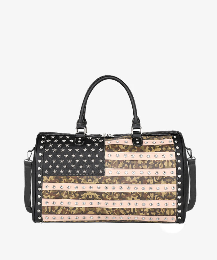 Montana West American Pride Studded Weekender Bag - Stylish Travel Duffel for Women, Perfect for Weekend Getaways & Gym Essentials