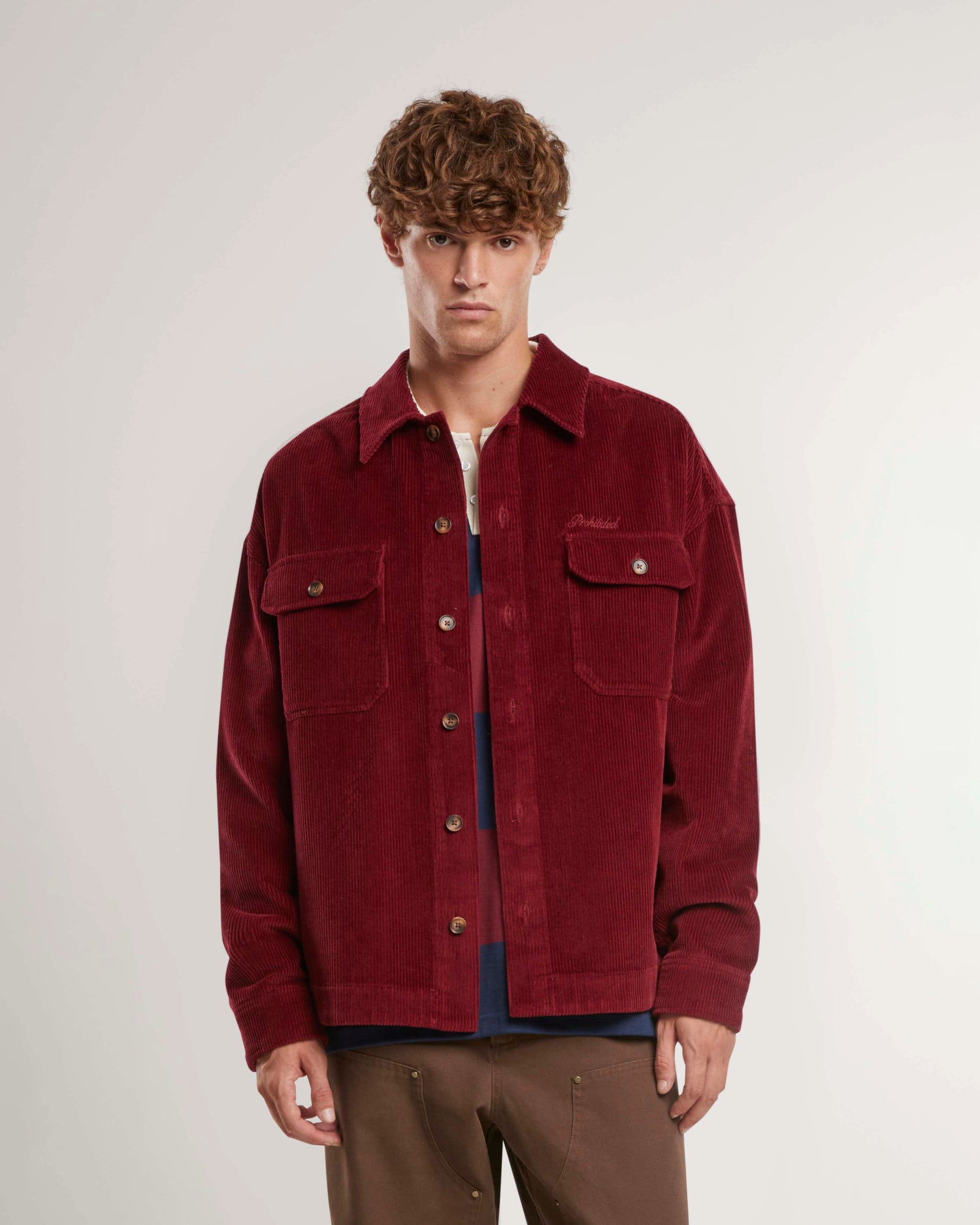 Corduroy Overshirt for Men - Burgundy Wine Red Button Up Shirt Jacket | Casual Fall & Winter Layering, Outdoor Activities, Streetwear Fashion