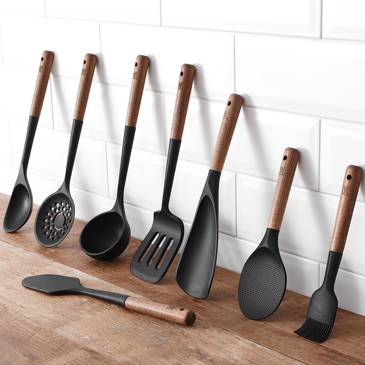 **Heat-Resistant Silicone Cooking Ladle with Long Wooden Handle - Gentle Head Design Protects Cookware - Perfect for Portioning Batter, Soup & Stir-Fry - Ideal for Chefs & Home Kitchens**    *(Use Scenes: Great for cooking soups, sauces, batters, and stir-fries in woks, pots, and pans. Safe for non-stick cookware and perfect for professional chefs or home cooks.)*
