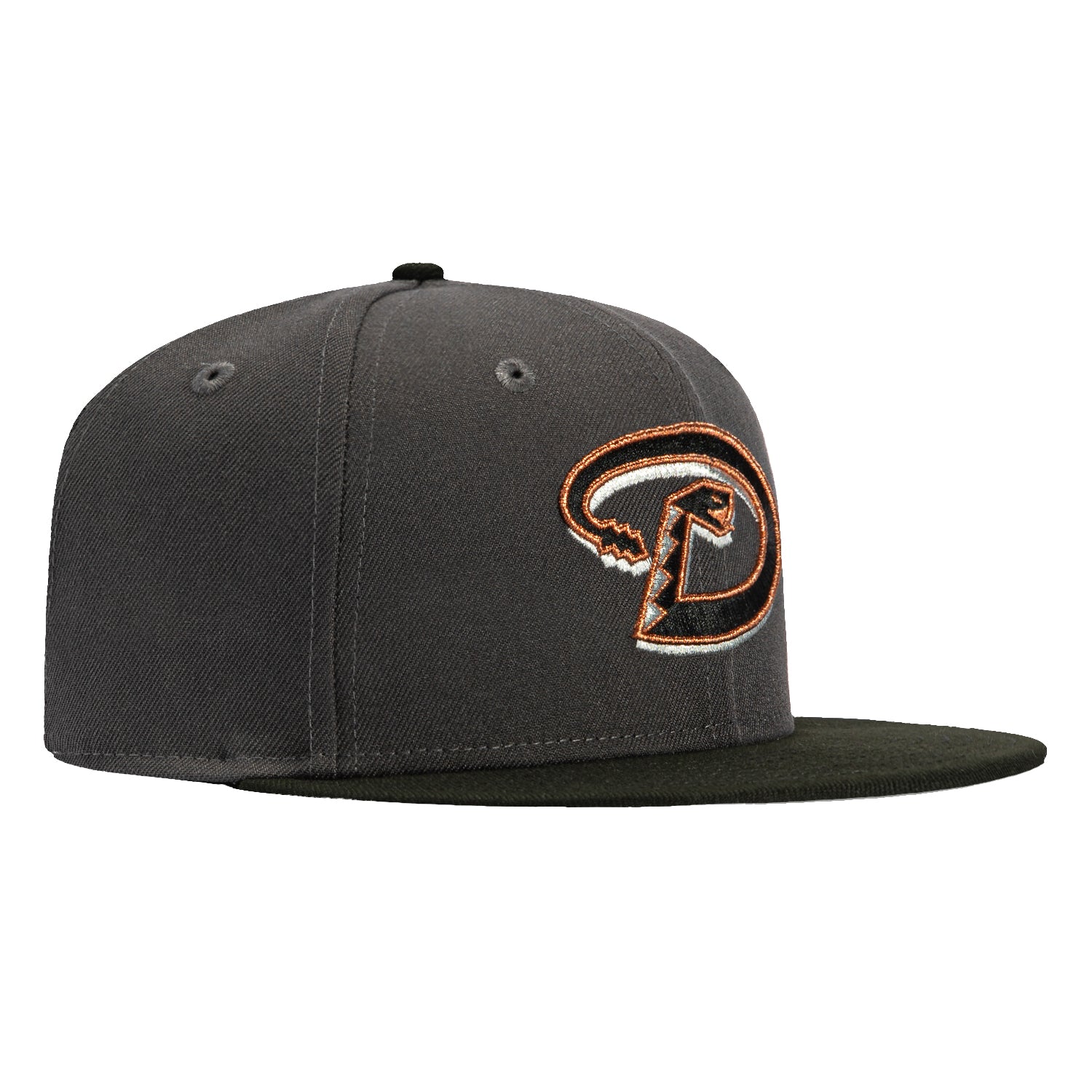 New Era 59Fifty Arizona Diamondbacks MLB Baseball Cap - Graphite, Black & Metallic Copper Snapback Hat for Men | Official Licensed Fan Gear for Games & Everyday Wear