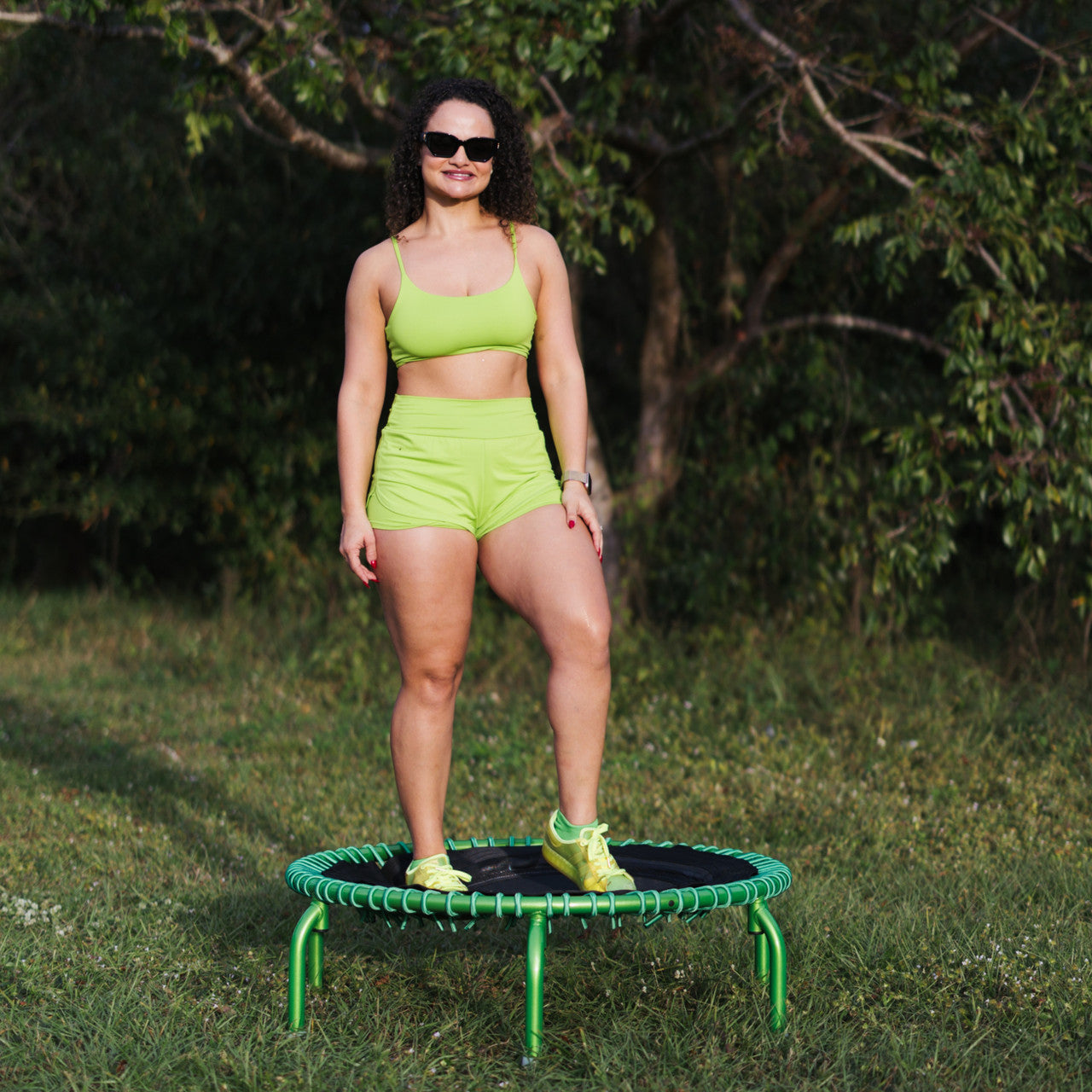 JumpSport 350 PRO Rebounder Trampoline - Green Fitness Trampoline for Home Workouts, Cardio Exercise & Weight Loss - Perfect for Indoor Gym, Yoga & Family Fun Activities
