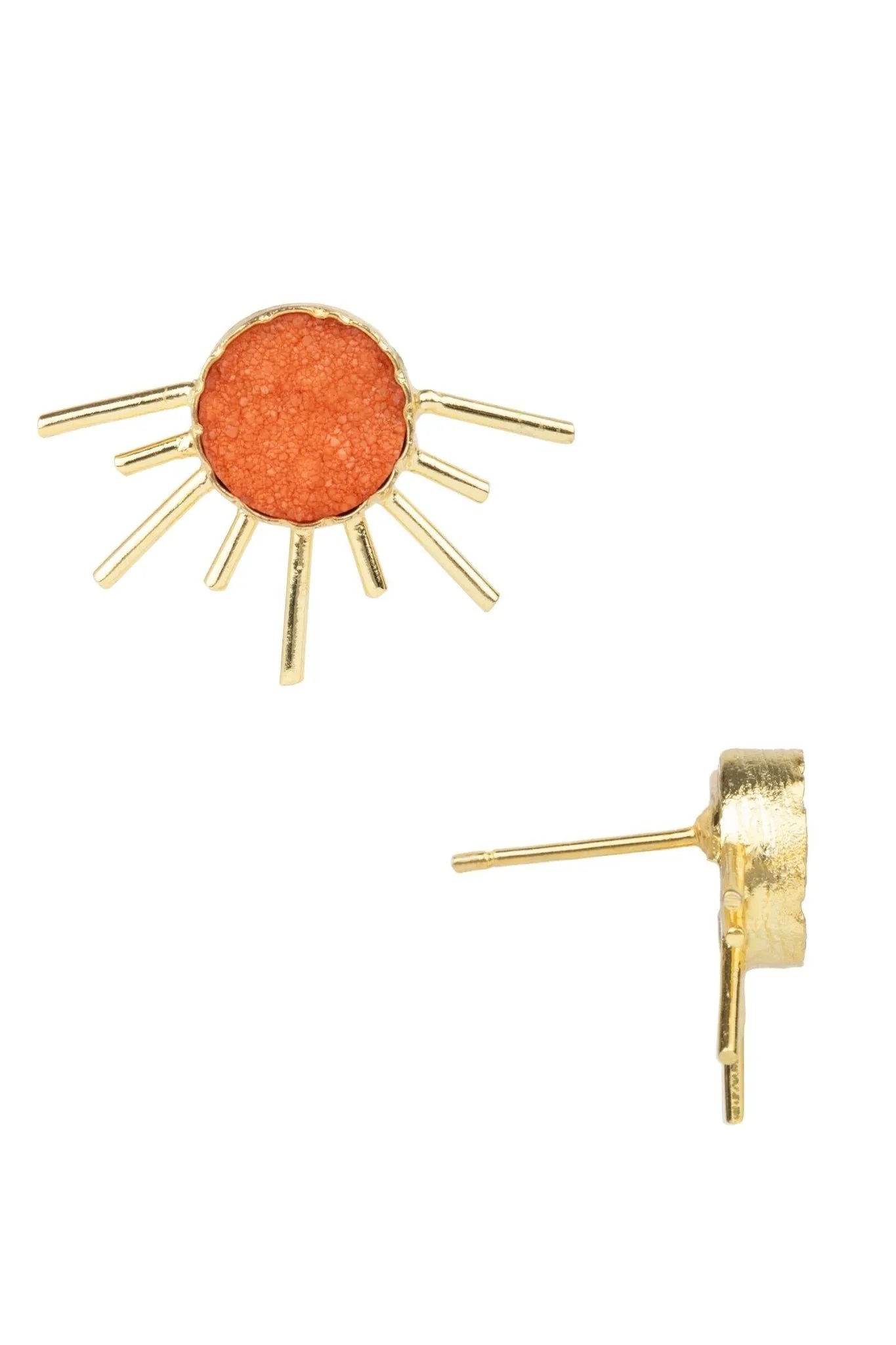 Sun Stud Druzy Earrings – Sparkling Natural Stone Jewelry for Women, Dainty & Elegant Earrings for Everyday Wear, Perfect for Office, Party & Special Occasions