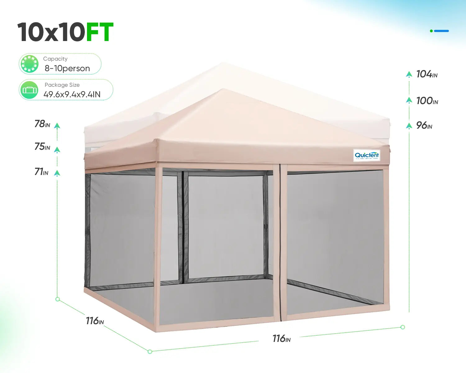 10' x 10' Pop Up Canopy Tent with Removable Sidewalls & Netting - Perfect for Outdoor Events, Camping, Beach Parties, and Backyard Gatherings