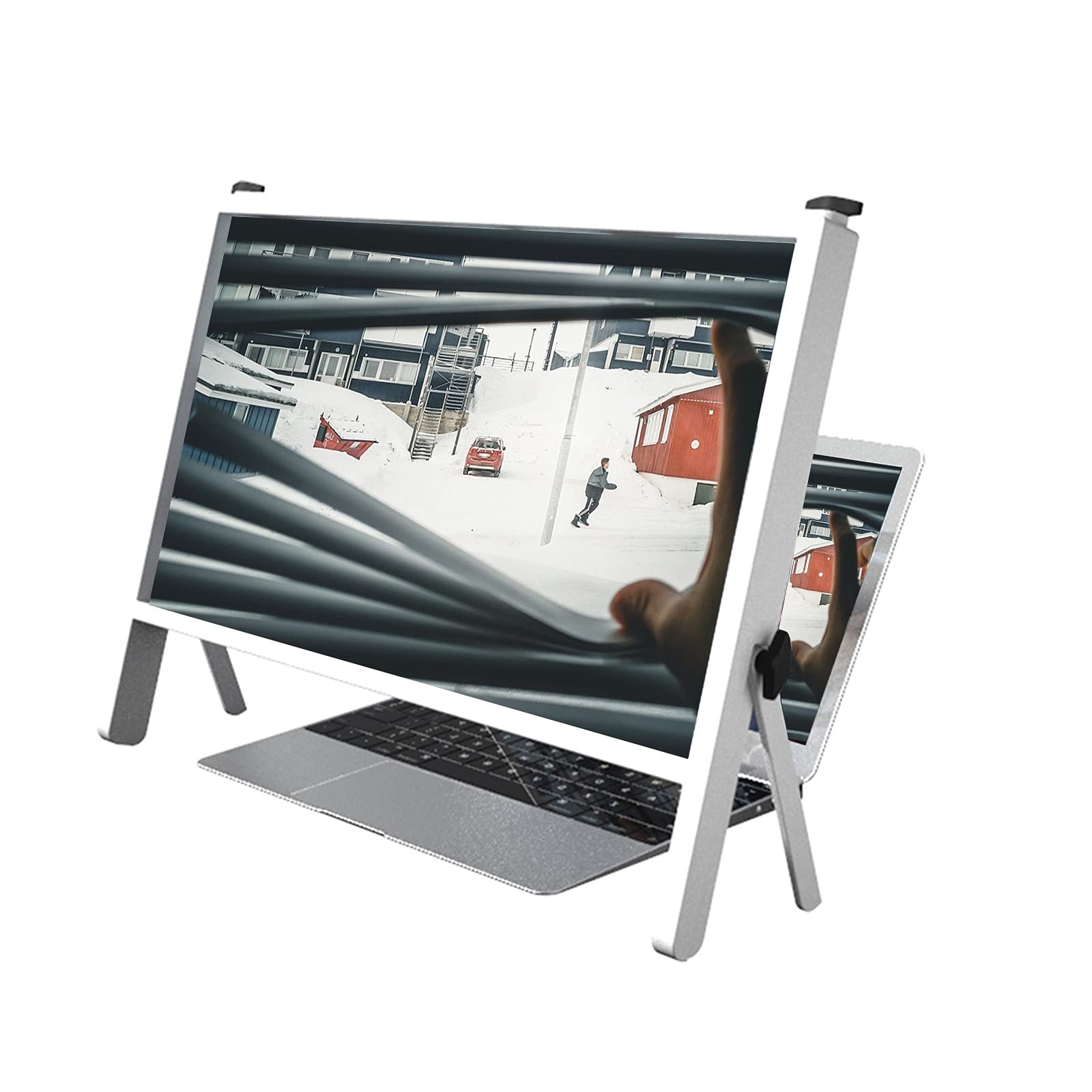21 Inch Laptop Screen Magnifier - 3D Physical Magnifying Glass with Anti-Blue Light Technology, Portable Extender Stand for Computer Magnifying Screen Laptop Stands, White - Ideal for Reading, Gaming, and Office Work