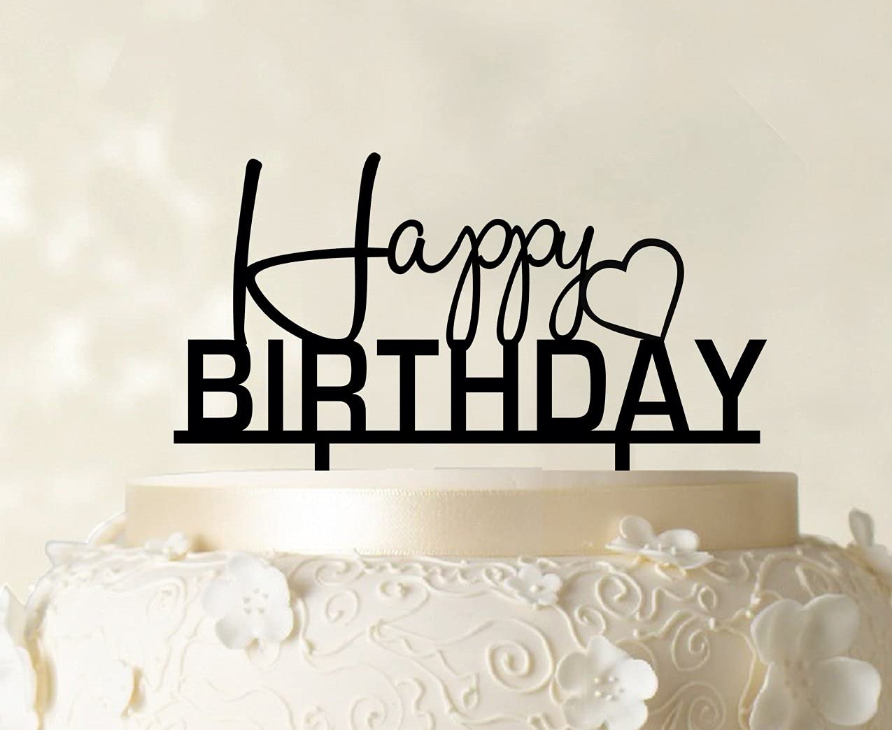 Personalized Happy Birthday Cake Topper - Custom Yellow Cake Decorations (6-7 Inches Wide) | Perfect for Birthday Parties, Wedding Cakes & Special Celebrations