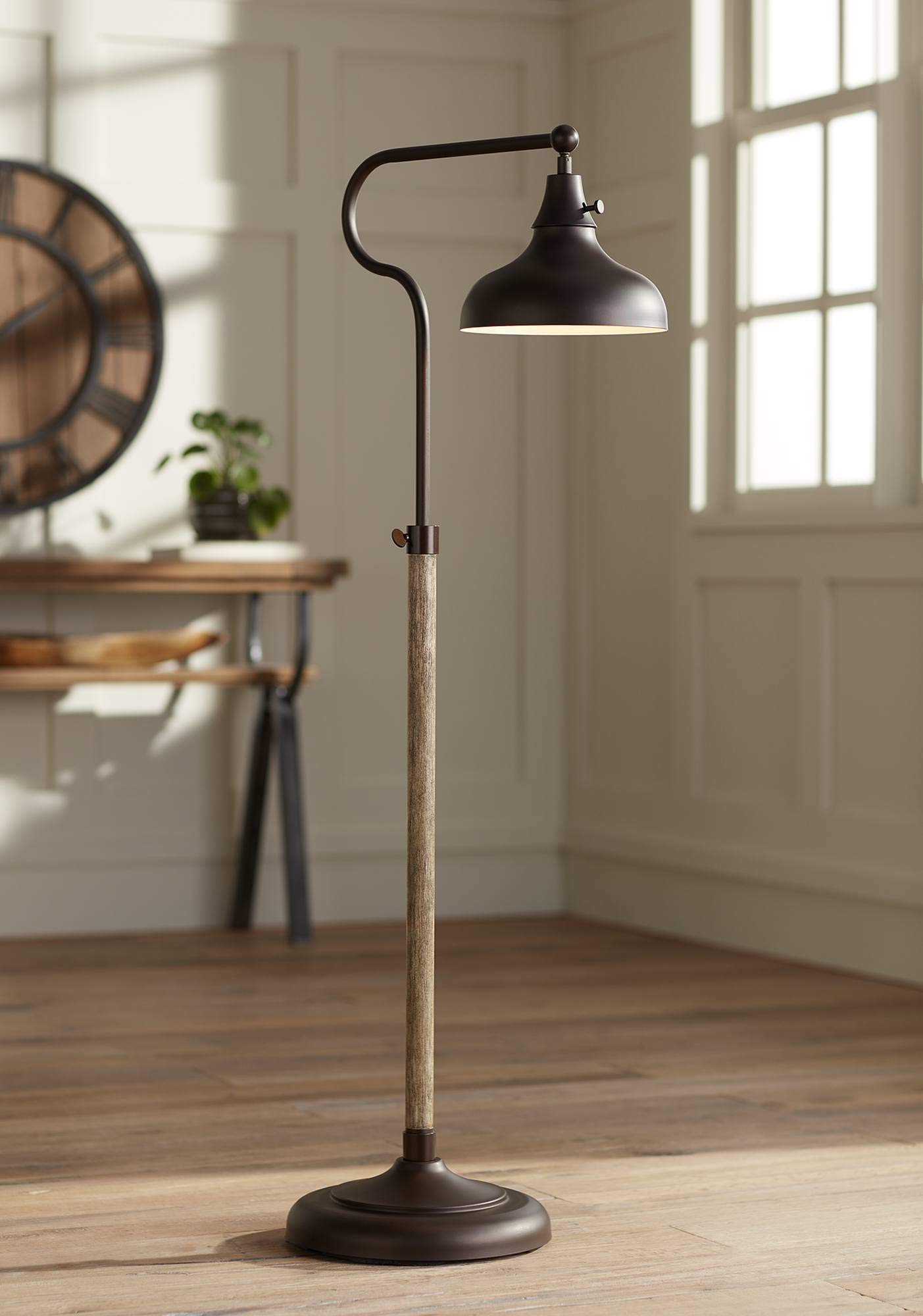 Franklin Iron Works Ferris Industrial Rustic Farmhouse Adjustable Pharmacy Floor Lamp - 57