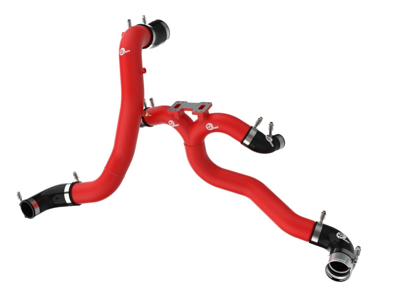 AFE 18-21 Kia Stinger V6 3.3L Turbo Performance Charge Pipe Kit - Aluminum Hot/Cold Intake Pipes (Red) - Upgrade for Better Airflow & Engine Efficiency - Perfect for Street Racing & Performance Tuning