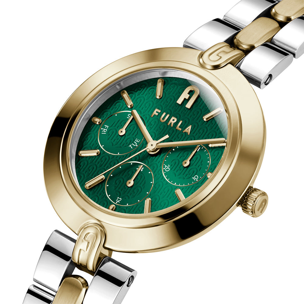 Furla WW00030008L4 Logo Link Two Tone Women's Watch - Stylish & Elegant Timepiece for Everyday Wear, Office & Special Occasions