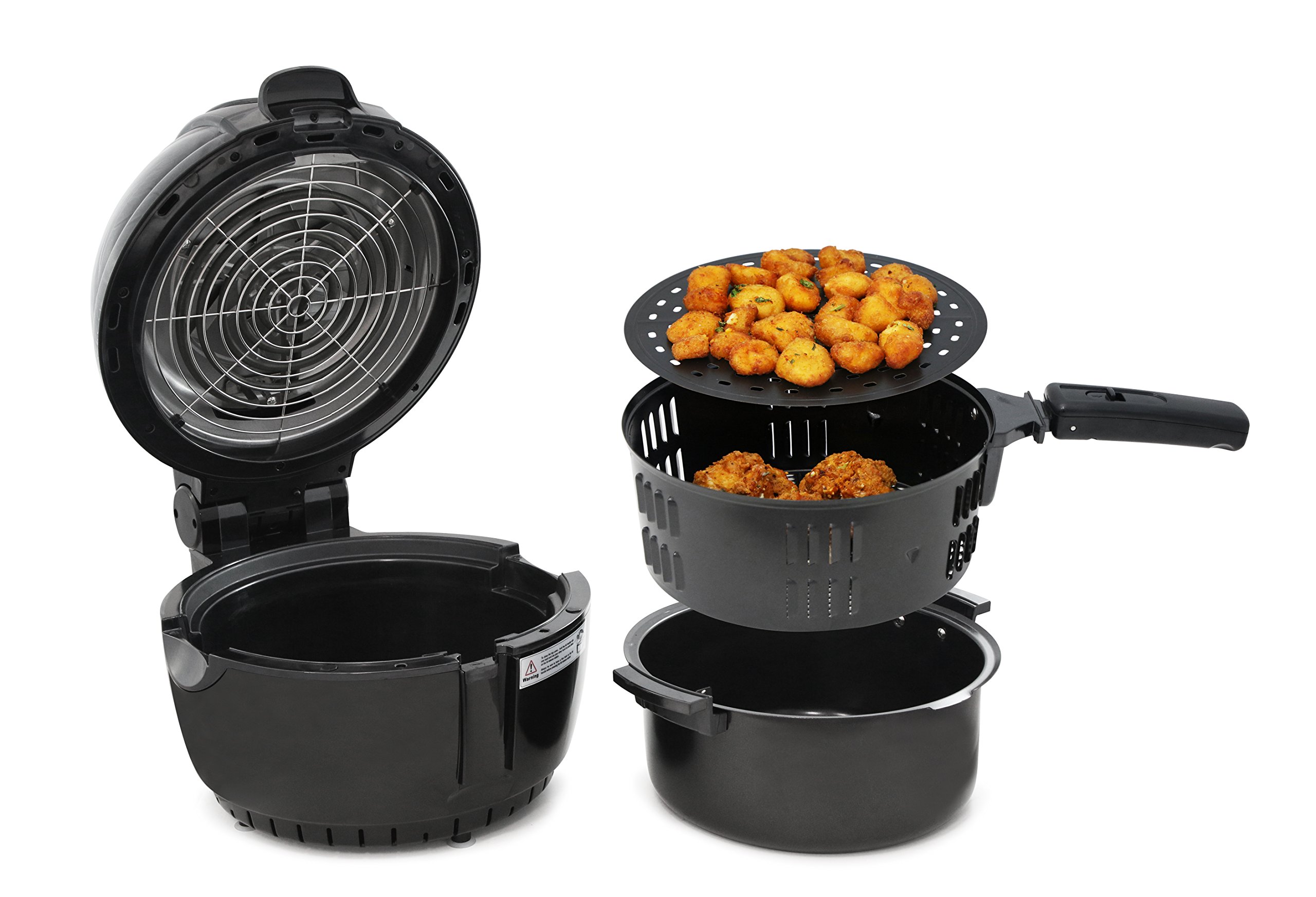 Elite Gourmet EAF-2500D 3.5Qt Dual Basket Digital Air Fryer - 1400W Oil-Free Healthy Cooker with Temperature/Timer Control & 26 Color Recipes - Perfect for Family Meals, Snacks & Low-Fat Cooking (Black)