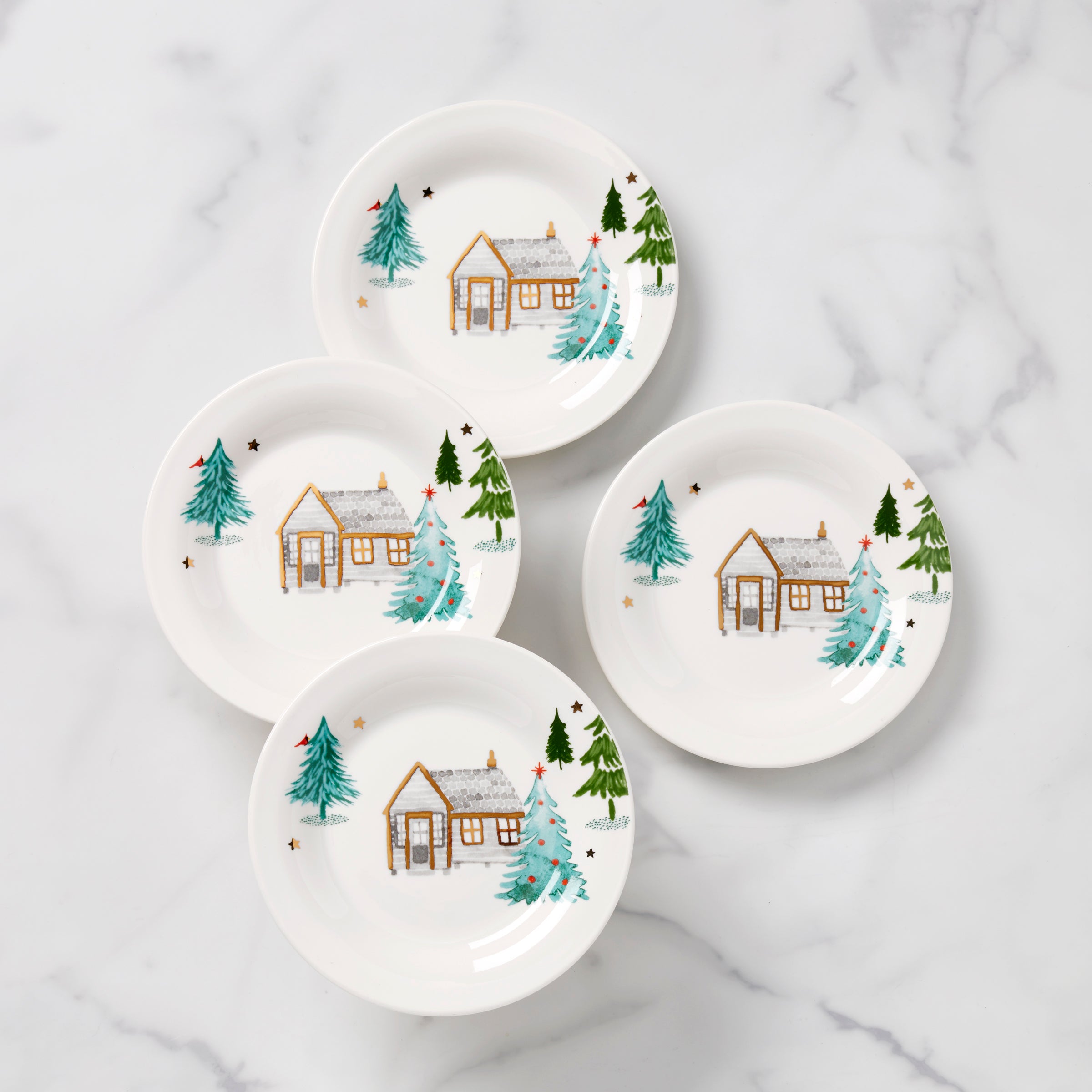 Balsam Lane Tidbit Plates Set of 4 - Elegant Appetizer Plates for Entertaining, Dinner Parties & Home Decor | Durable Ceramic Small Plates for Cheese, Desserts & Snacks