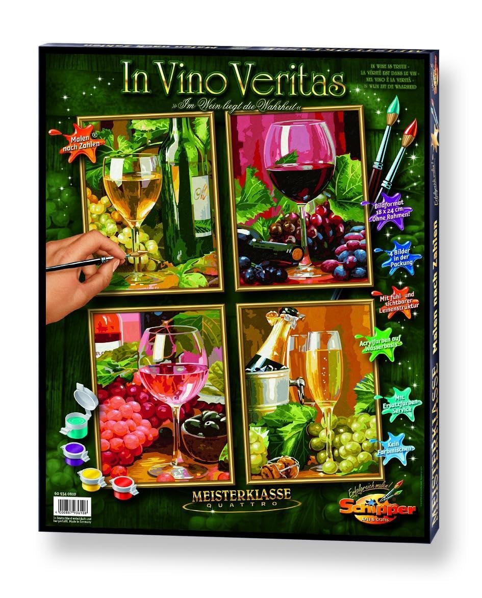 NORRIS Paint by Numbers Kit - Vino Veritas (Quattro) - DIY Wine Themed Painting for Adults - Perfect for Relaxation, Home Decor & Gift Giving