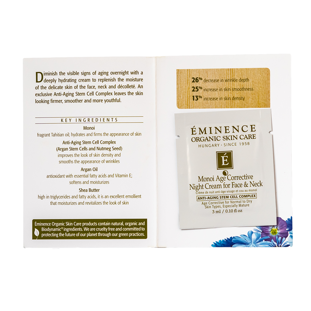 Eminence Organics Monoi Age Corrective Night Cream for Face & Neck - Anti-Aging Moisturizer with Natural Ingredients - Perfect for Nighttime Skincare Routine & Dry Skin Care
