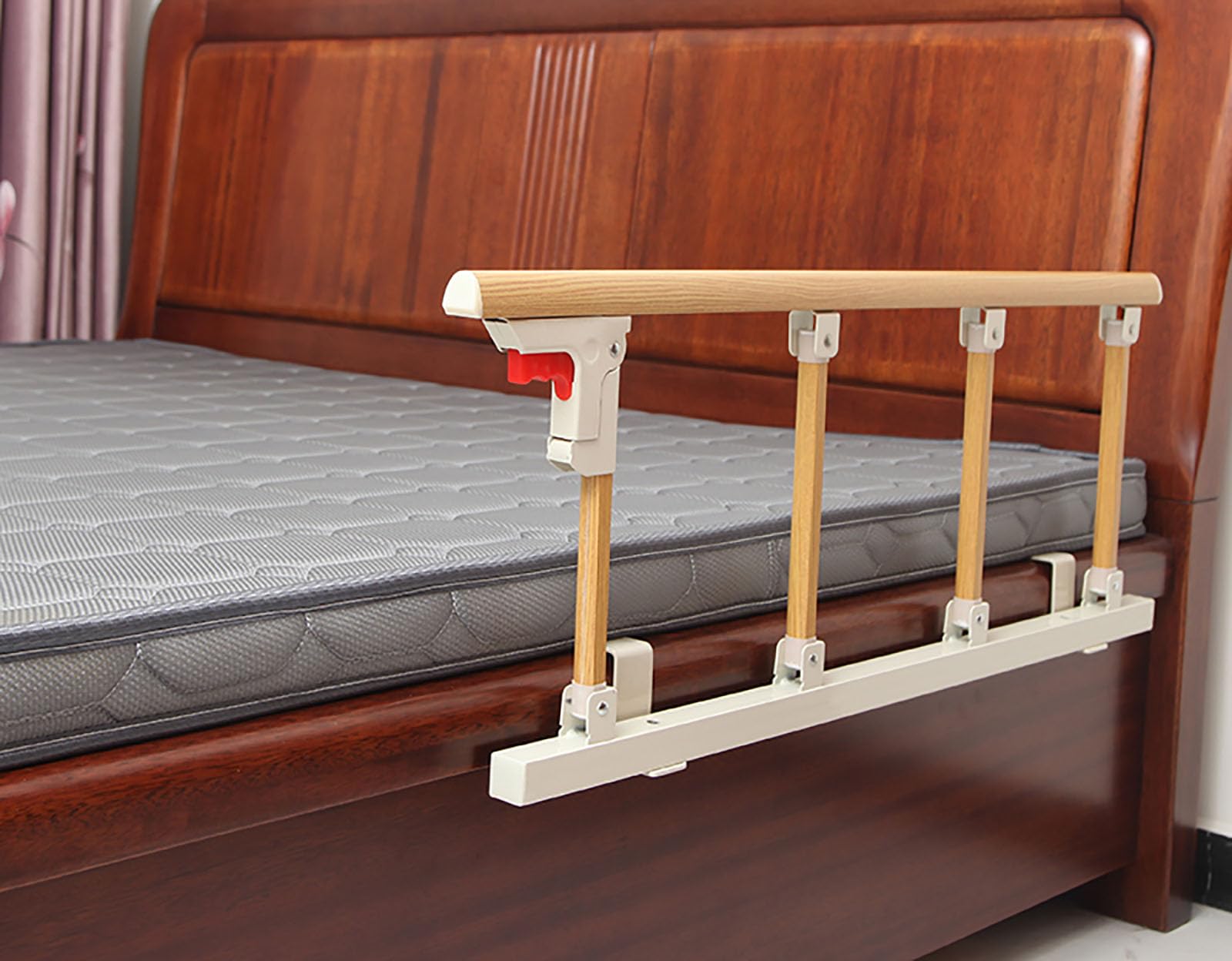 Foldable Bed Rail Safety Side Guard for Elderly Adults - 120cm Adjustable Assist Handle & Bed Railing for Home Care, Hospital Use, and Fall Prevention