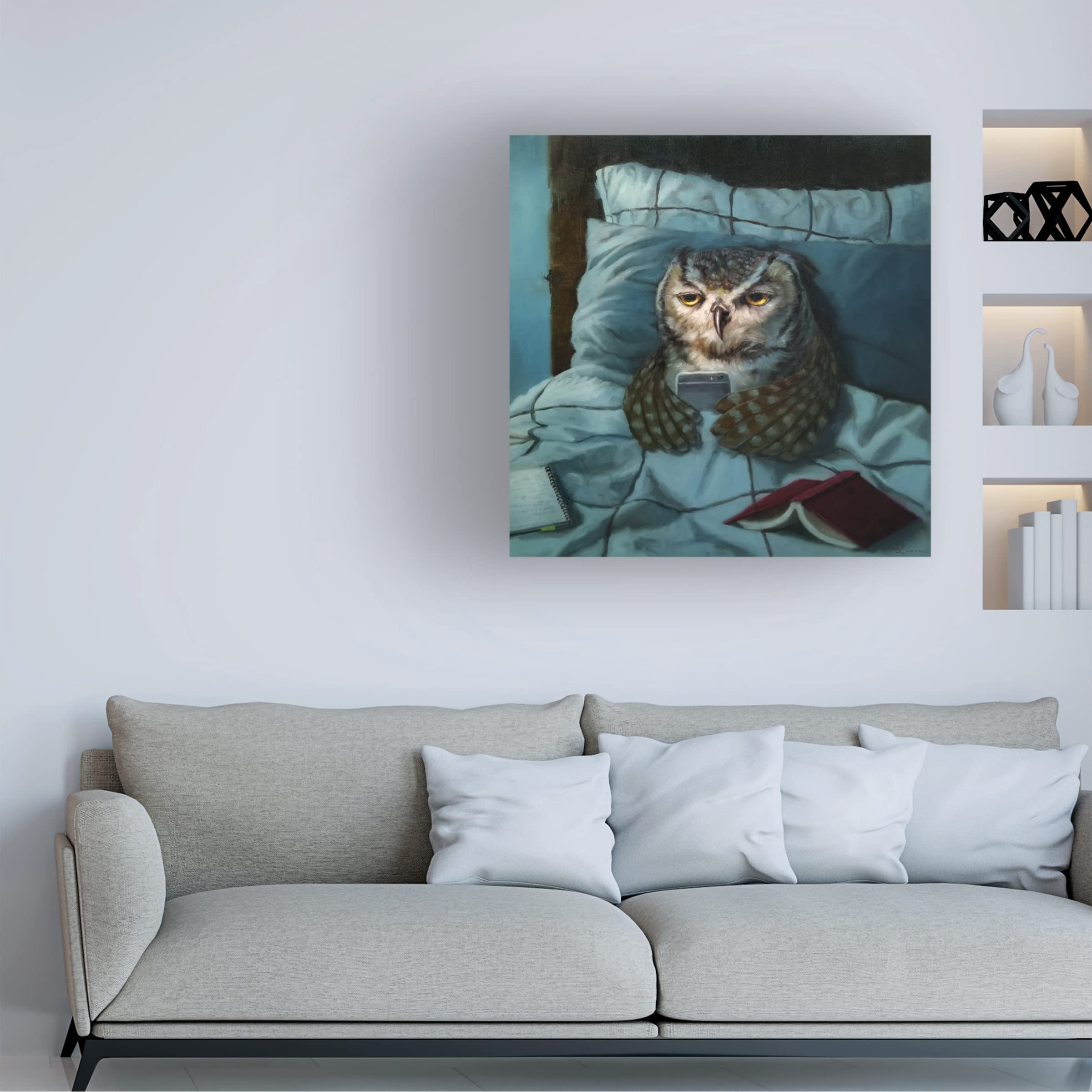 Trademark Fine Art 'Night Owl' Canvas Art by Lucia Heffernan - Whimsical Animal Painting for Home Decor, Office & Nursery Wall Art - Perfect Gift for Art Lovers & Owl Enthusiasts